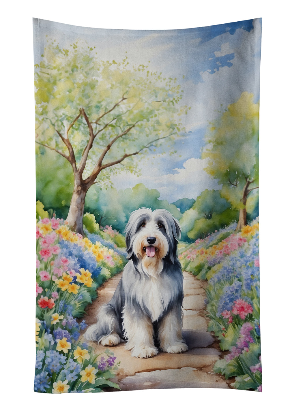 Buy this Bearded Collie Spring Garden Kitchen Towel