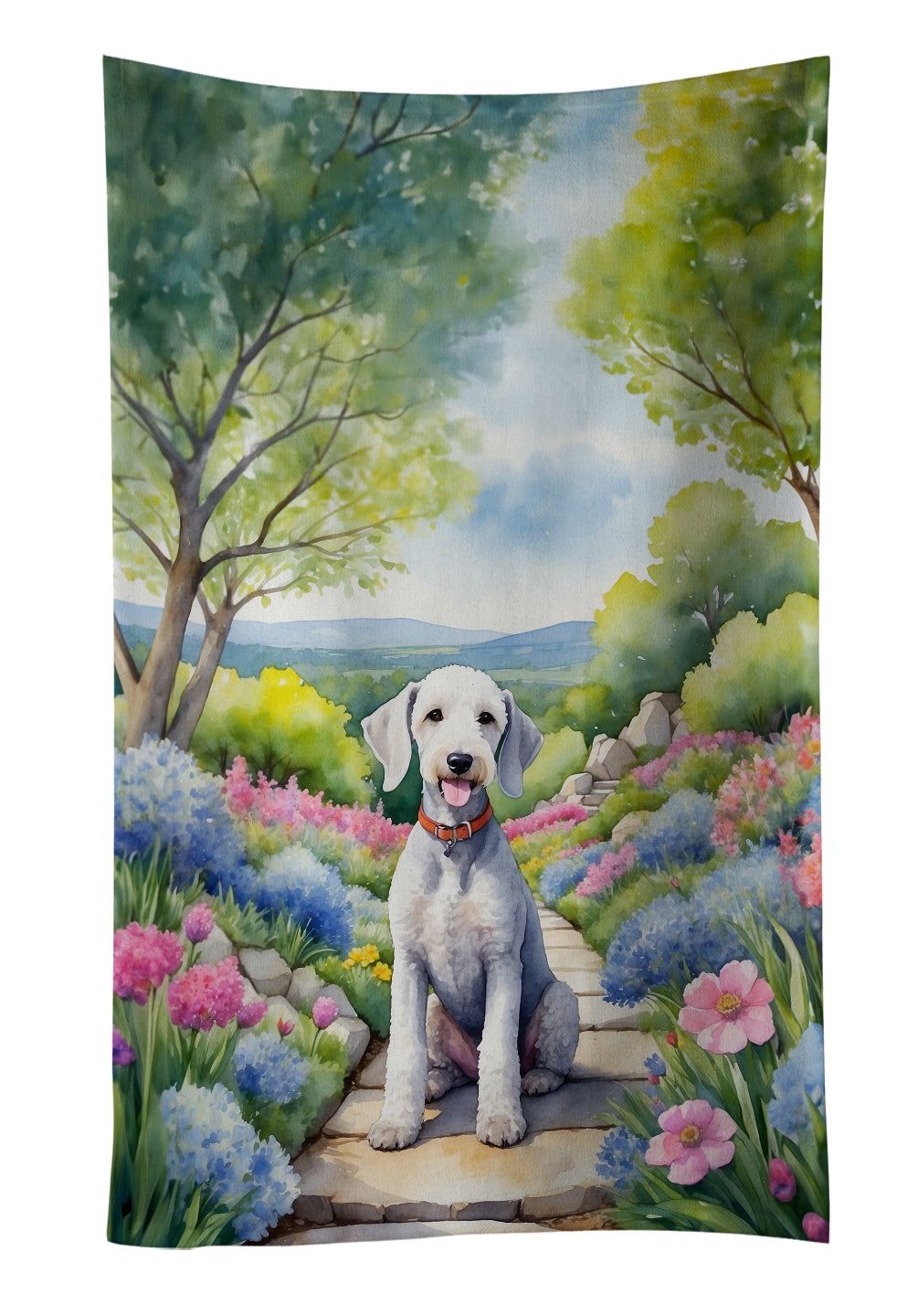 Buy this Bedlington Terrier Spring Garden Kitchen Towel