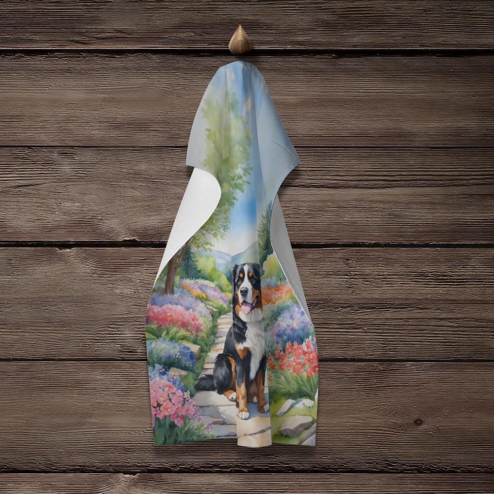 Bernese Mountain Dog Spring Path Kitchen Towel