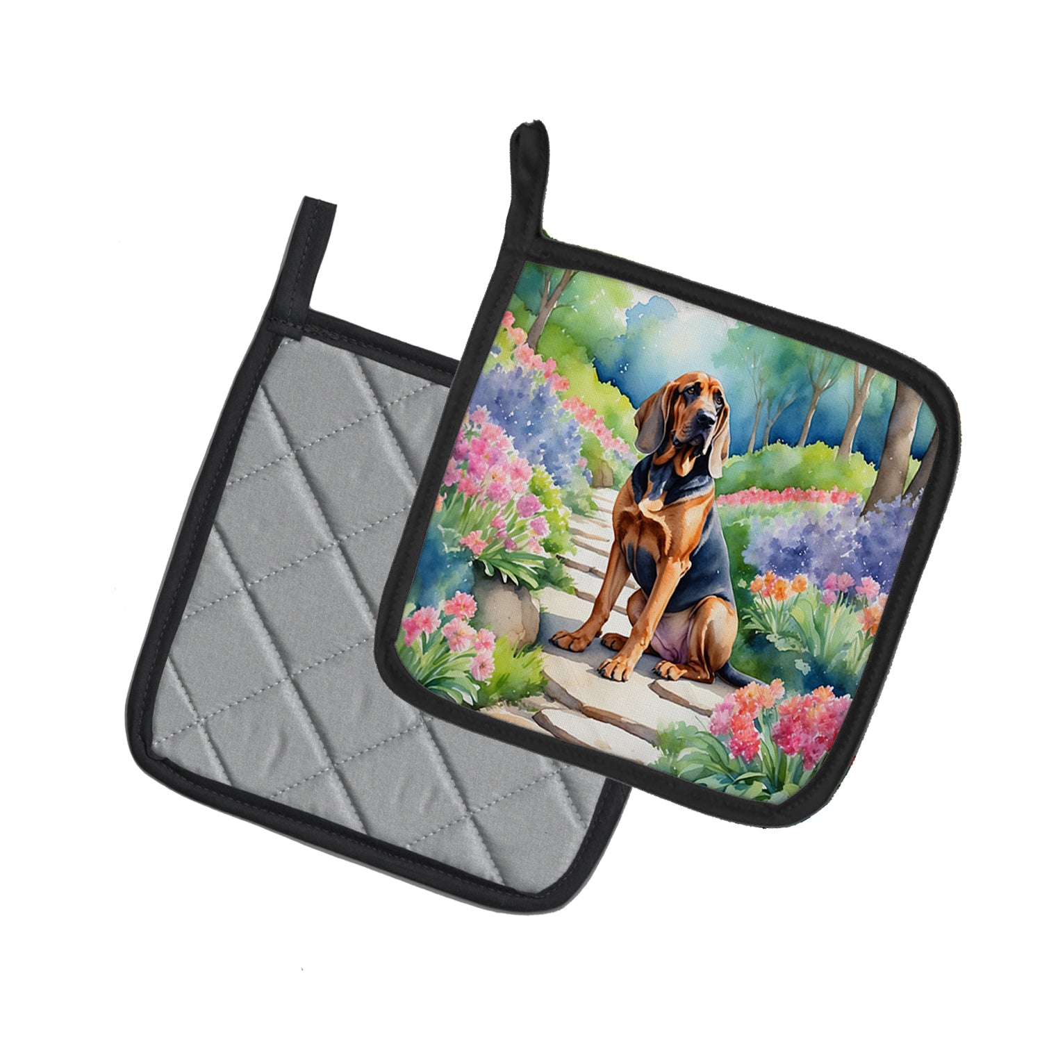 Bloodhound Spring Path Pair of Pot Holders