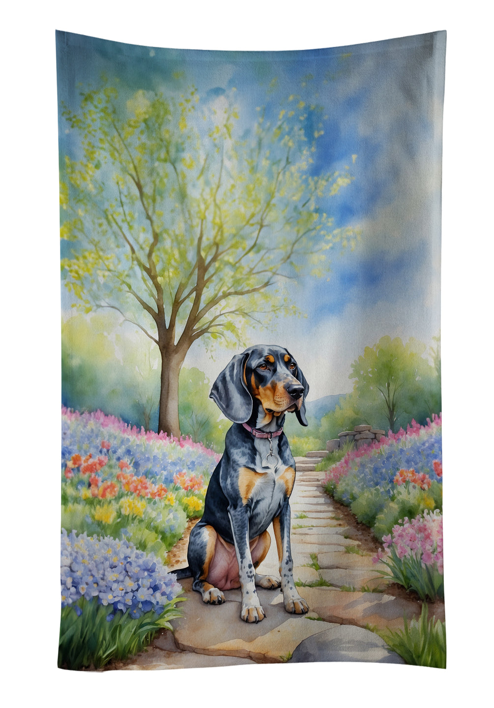 Buy this Bluetick Coonhound Spring Path Kitchen Towel