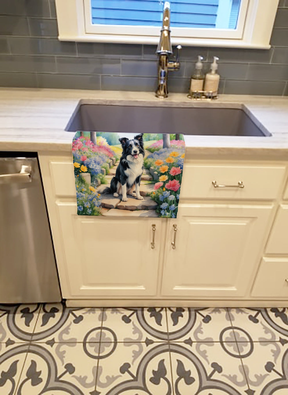 Buy this Border Collie Spring Path Kitchen Towel
