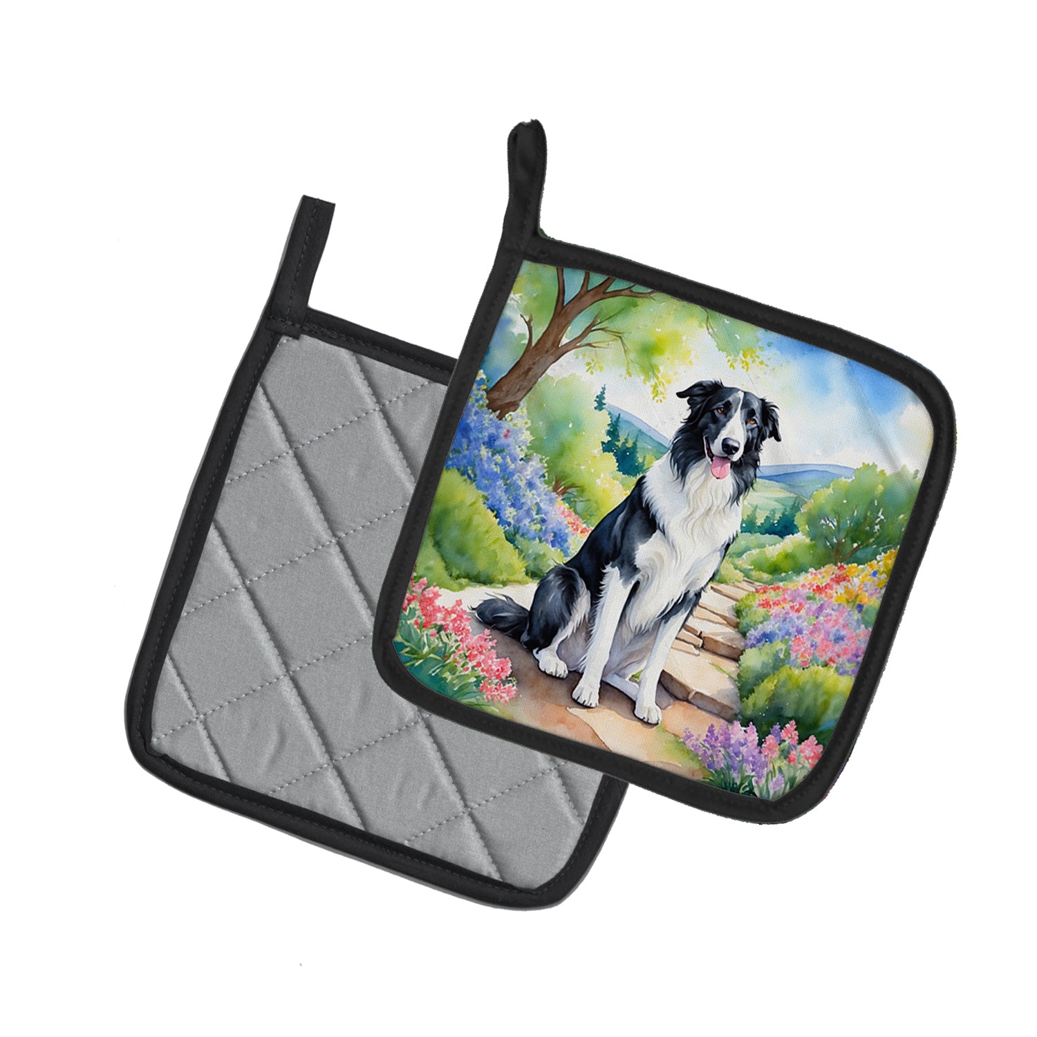 Buy this Borzoi Spring Path Pair of Pot Holders