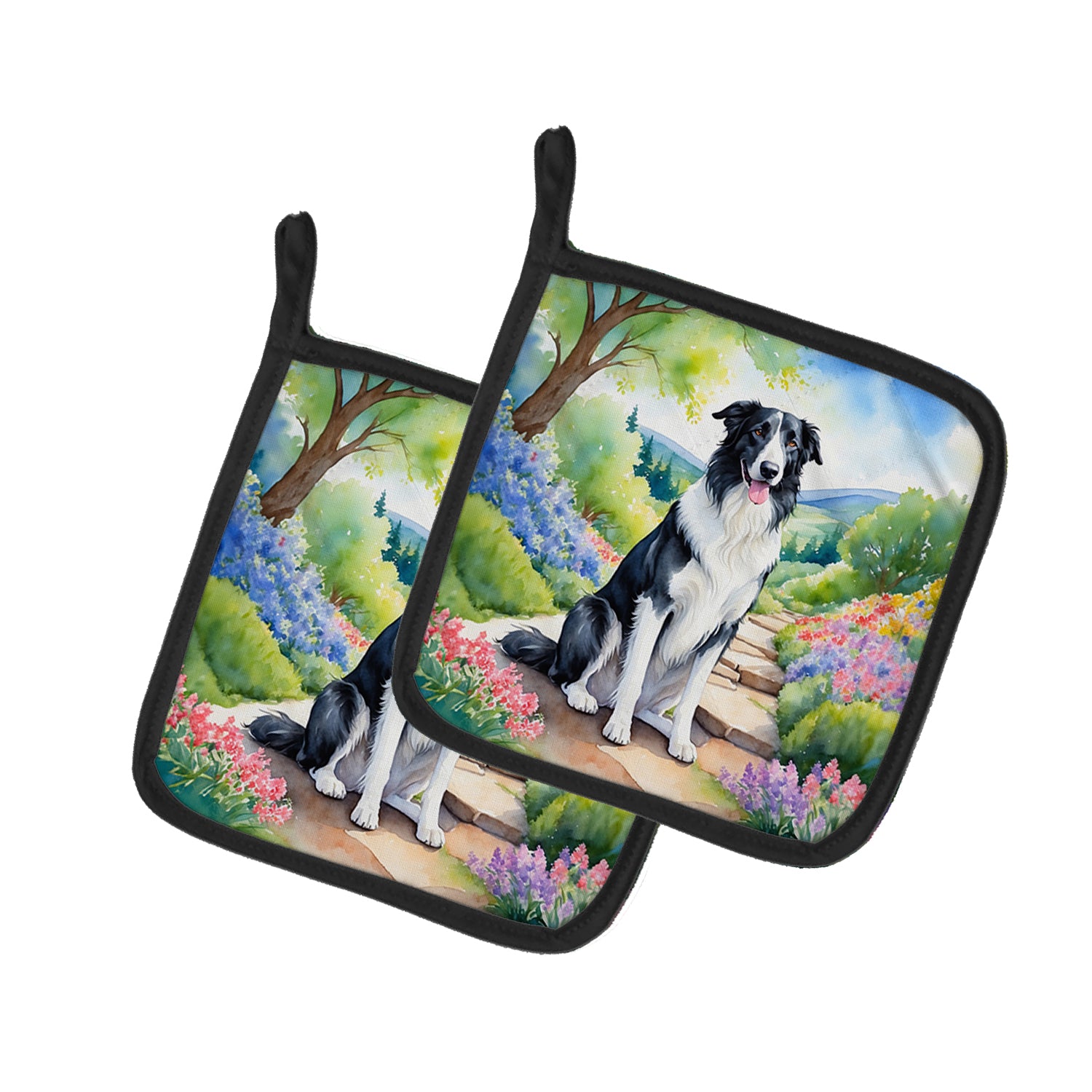 Buy this Borzoi Spring Path Pair of Pot Holders