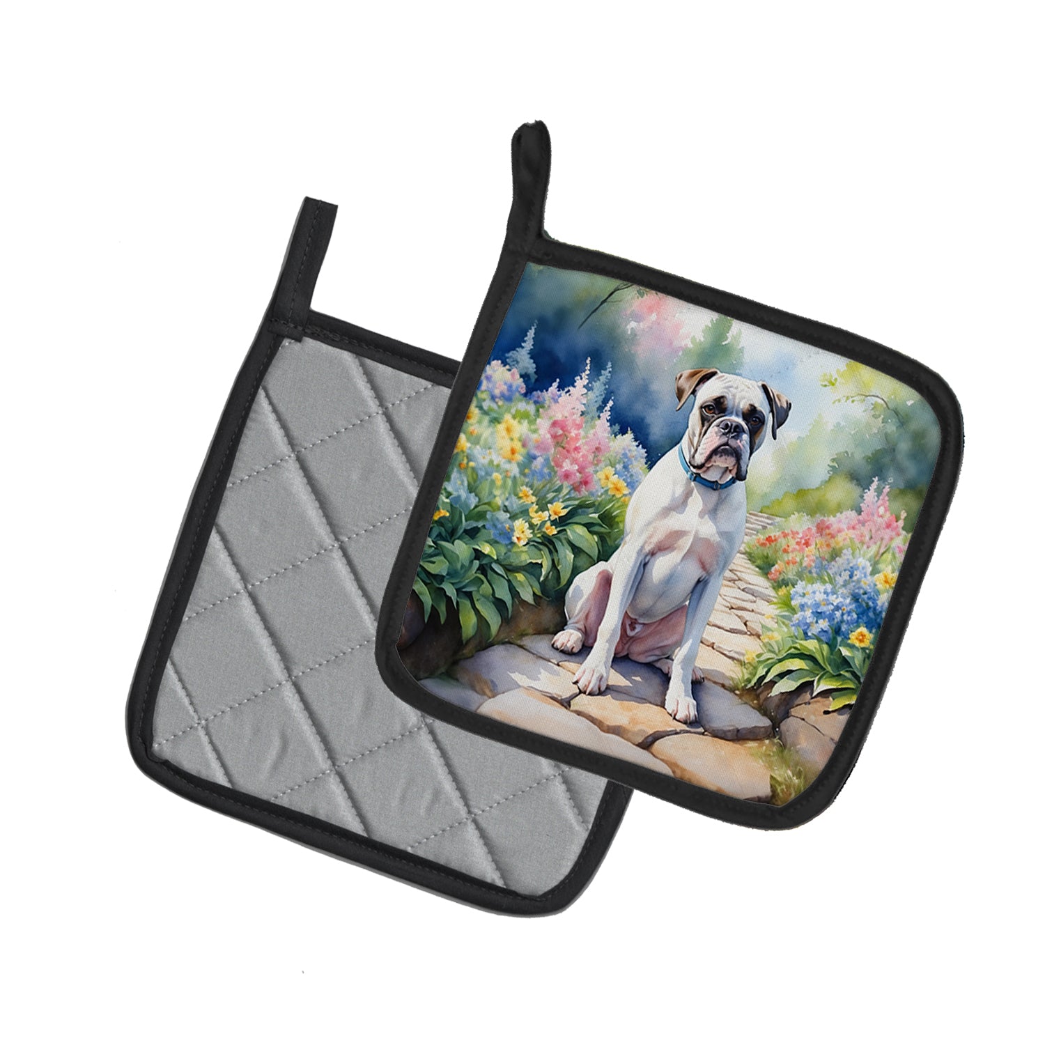 Buy this White Boxer Spring Path Pair of Pot Holders