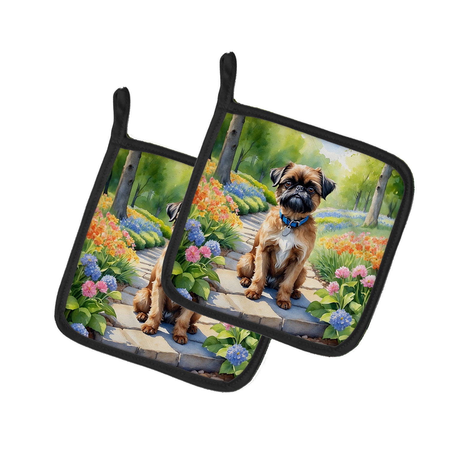 Buy this Brussels Griffon Spring Path Pair of Pot Holders