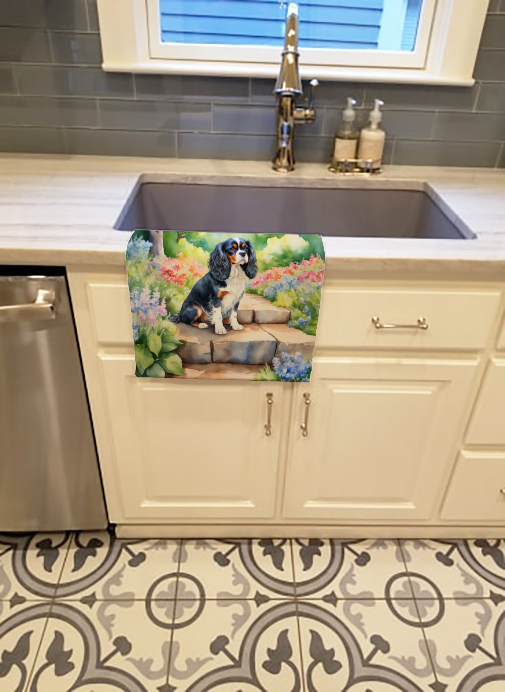 Buy this Cavalier Spaniel Spring Path Kitchen Towel
