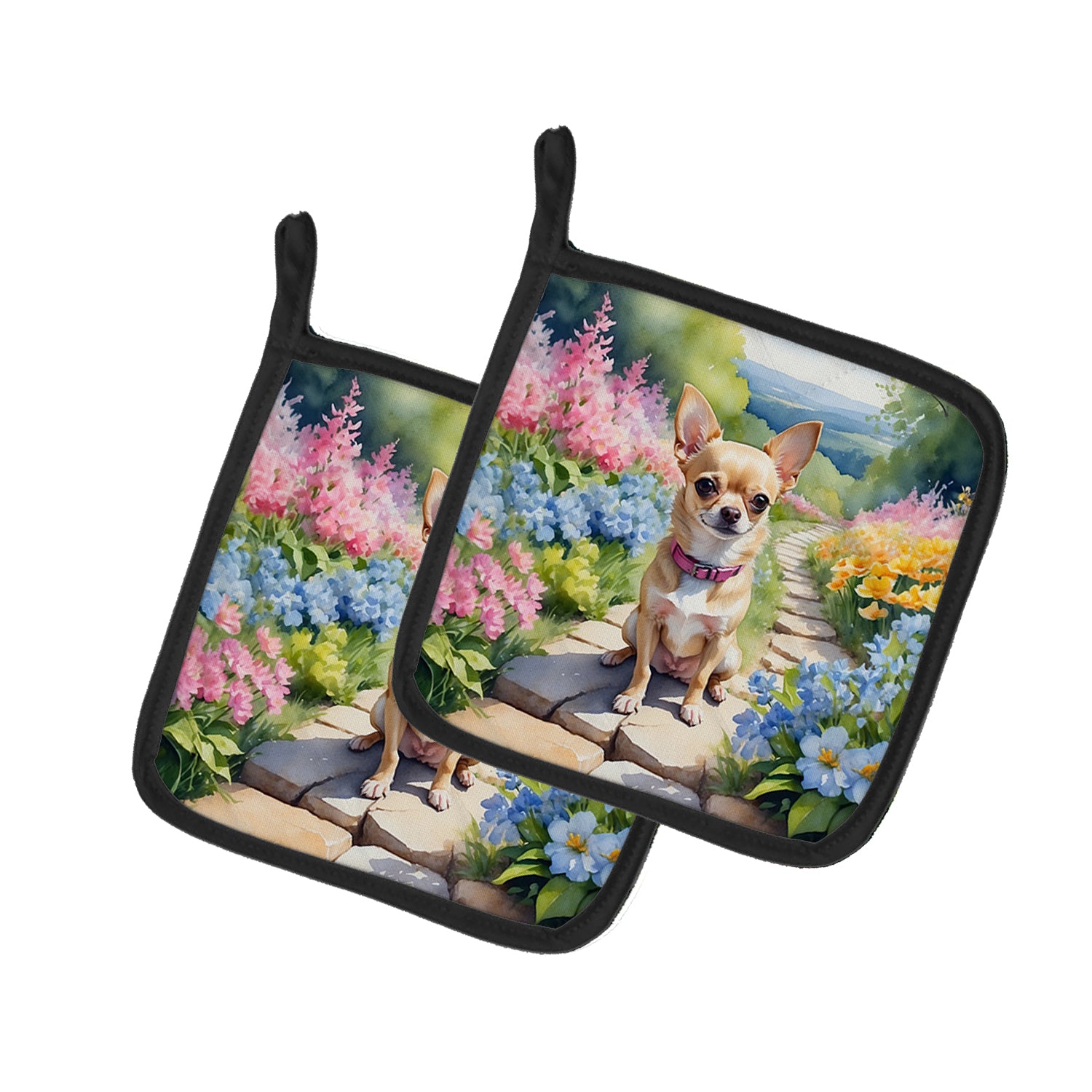 Buy this Chihuahua Spring Path Pair of Pot Holders