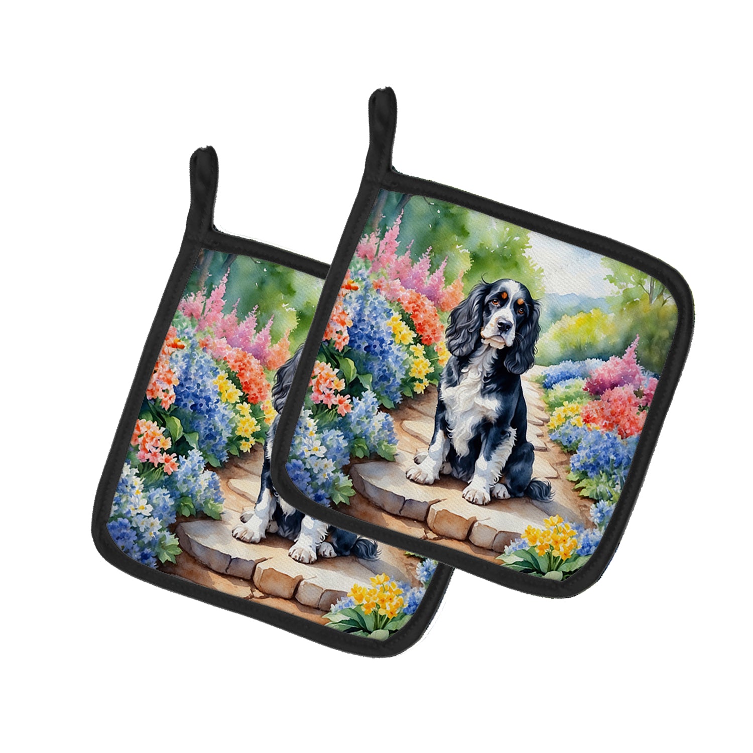 Buy this Cocker Spaniel Spring Path Pair of Pot Holders