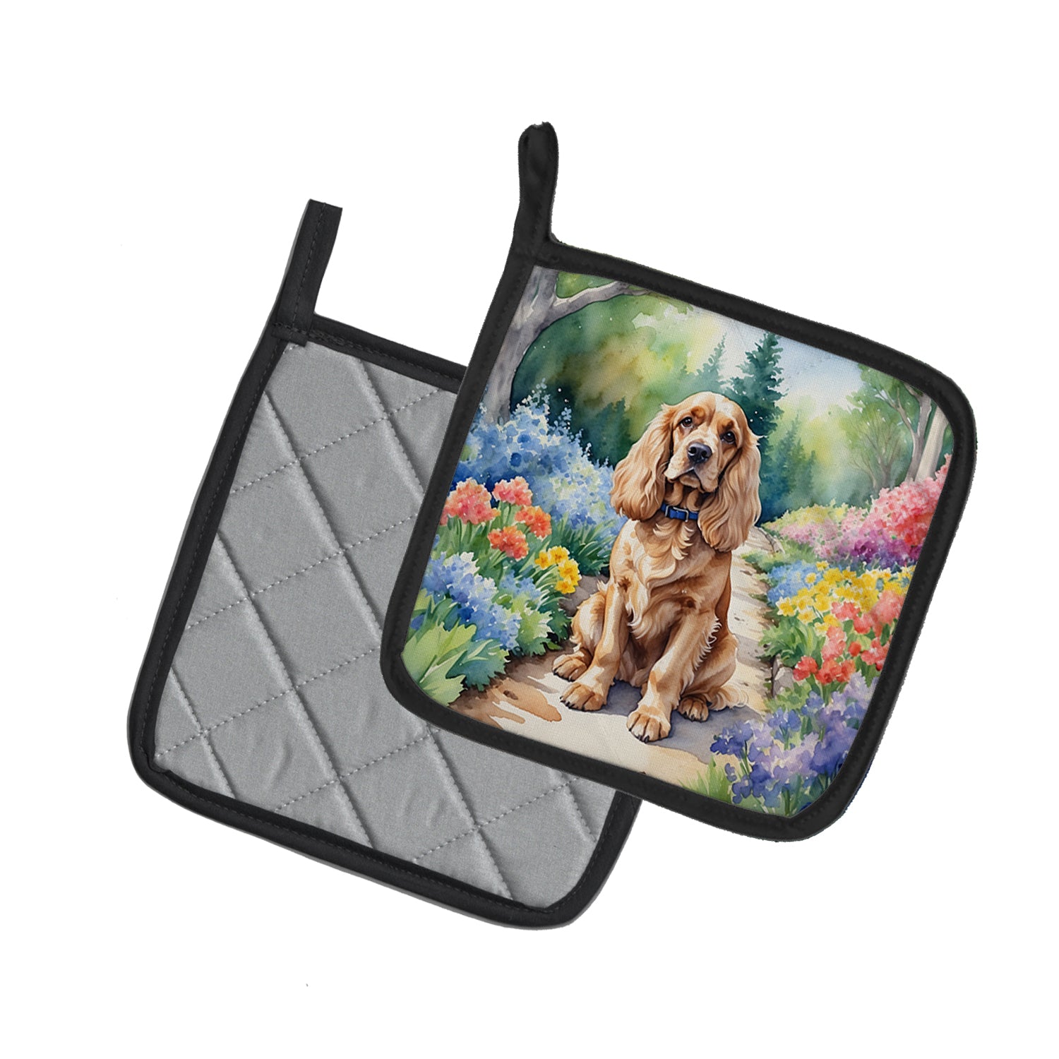 Buy this Cocker Spaniel Spring Path Pair of Pot Holders