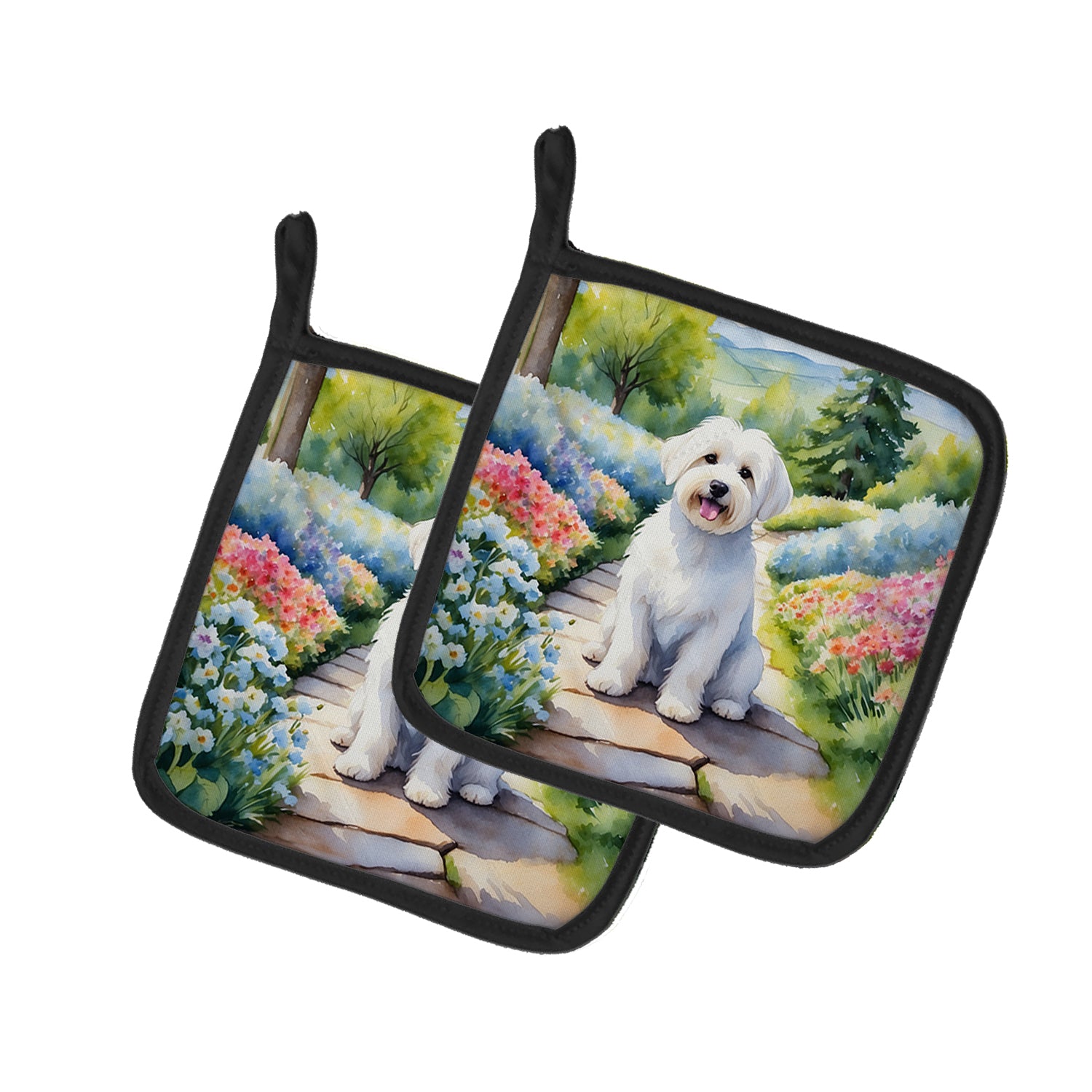 Buy this Coton de Tulear Spring Path Pair of Pot Holders