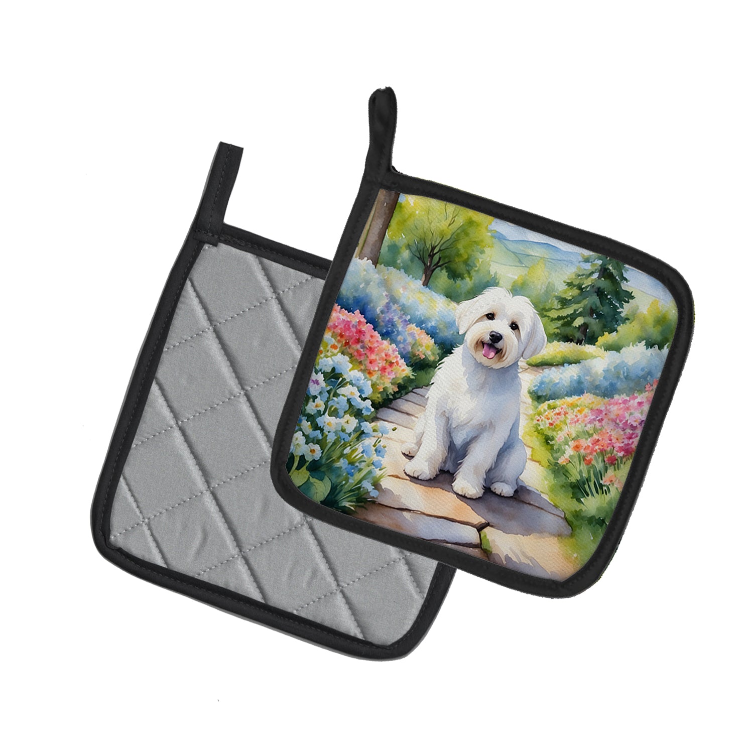 Buy this Coton de Tulear Spring Path Pair of Pot Holders
