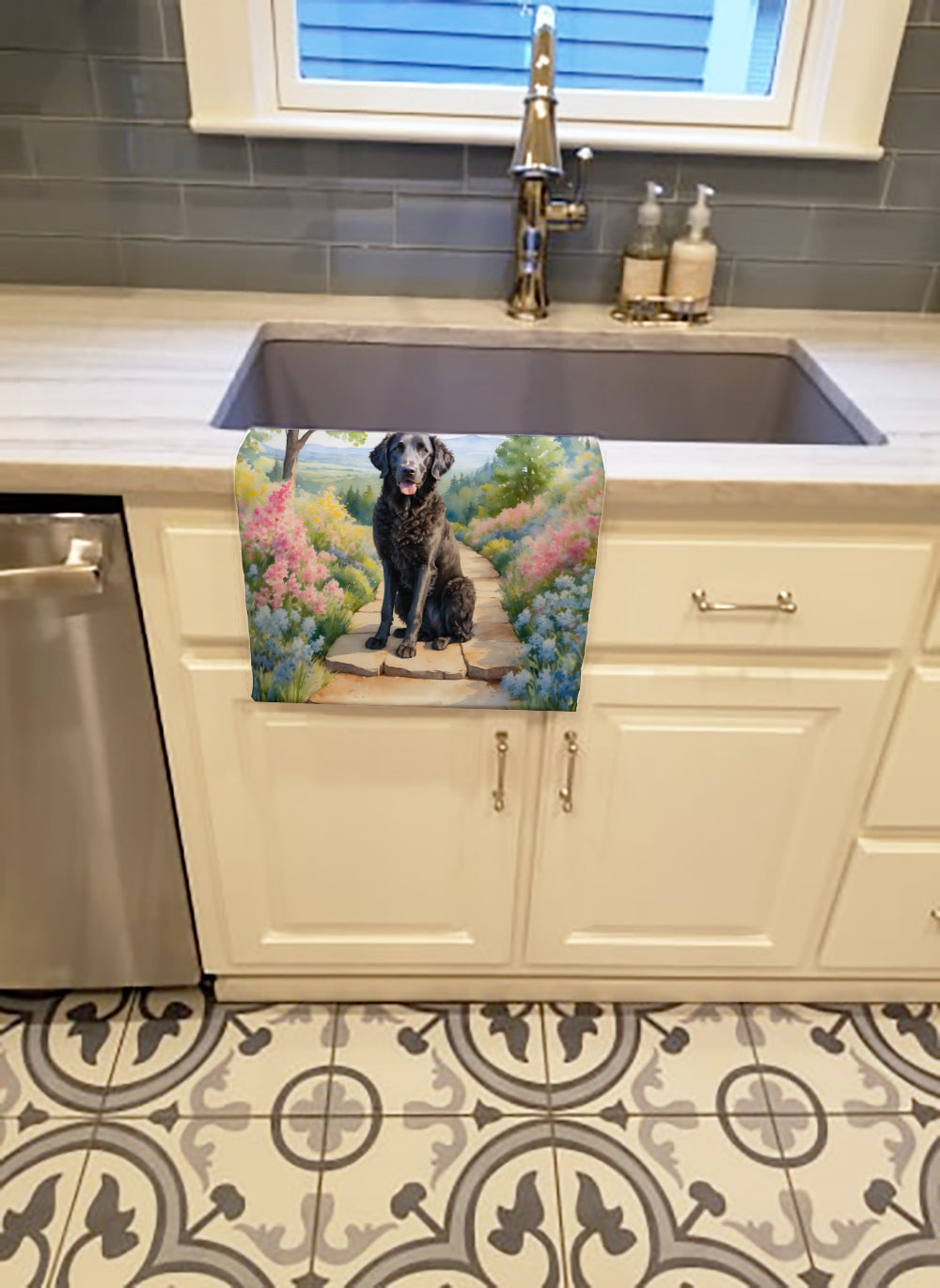 Curly-Coated Retriever Spring Path Kitchen Towel