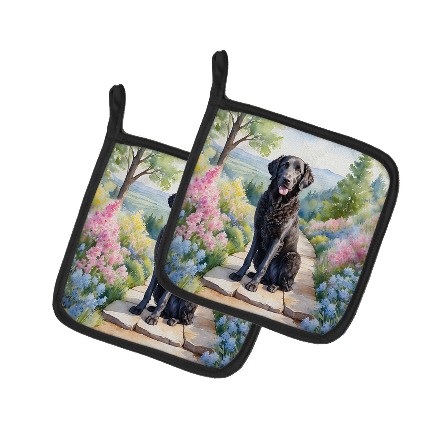 Buy this Curly-Coated Retriever Spring Path Pair of Pot Holders