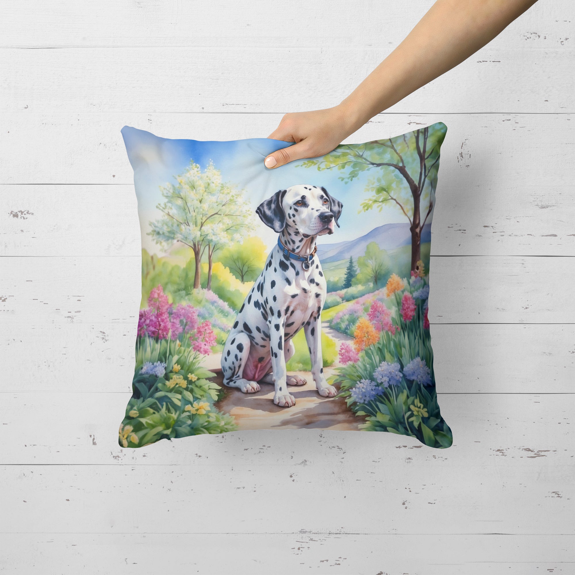 Buy this Dalmatian Spring Path Throw Pillow