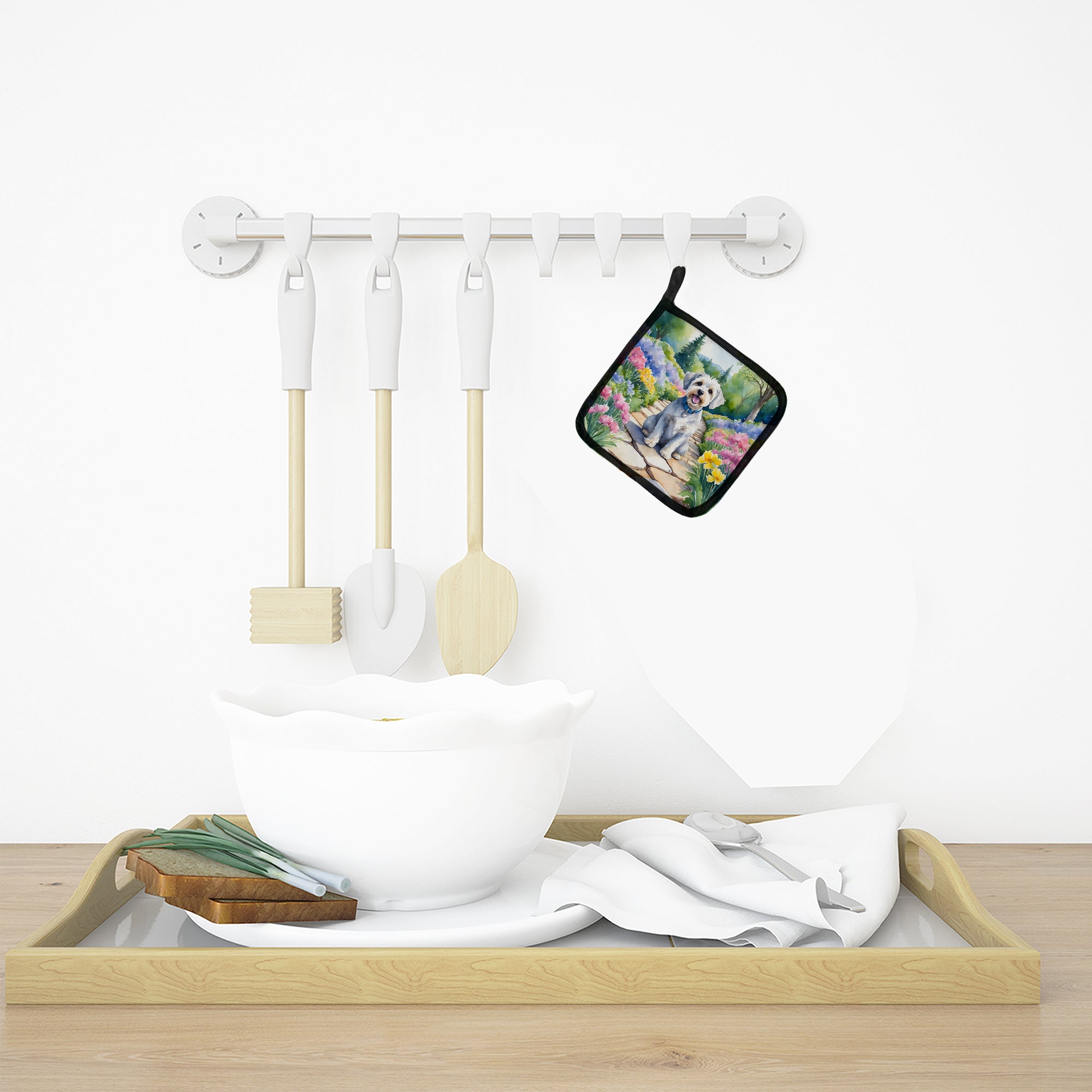 Caroline's Treasures Dandie Dinmont Terrier Spring Path Pot Holders - Set of 2 Decorative Kitchen Helpers | Made in the USA