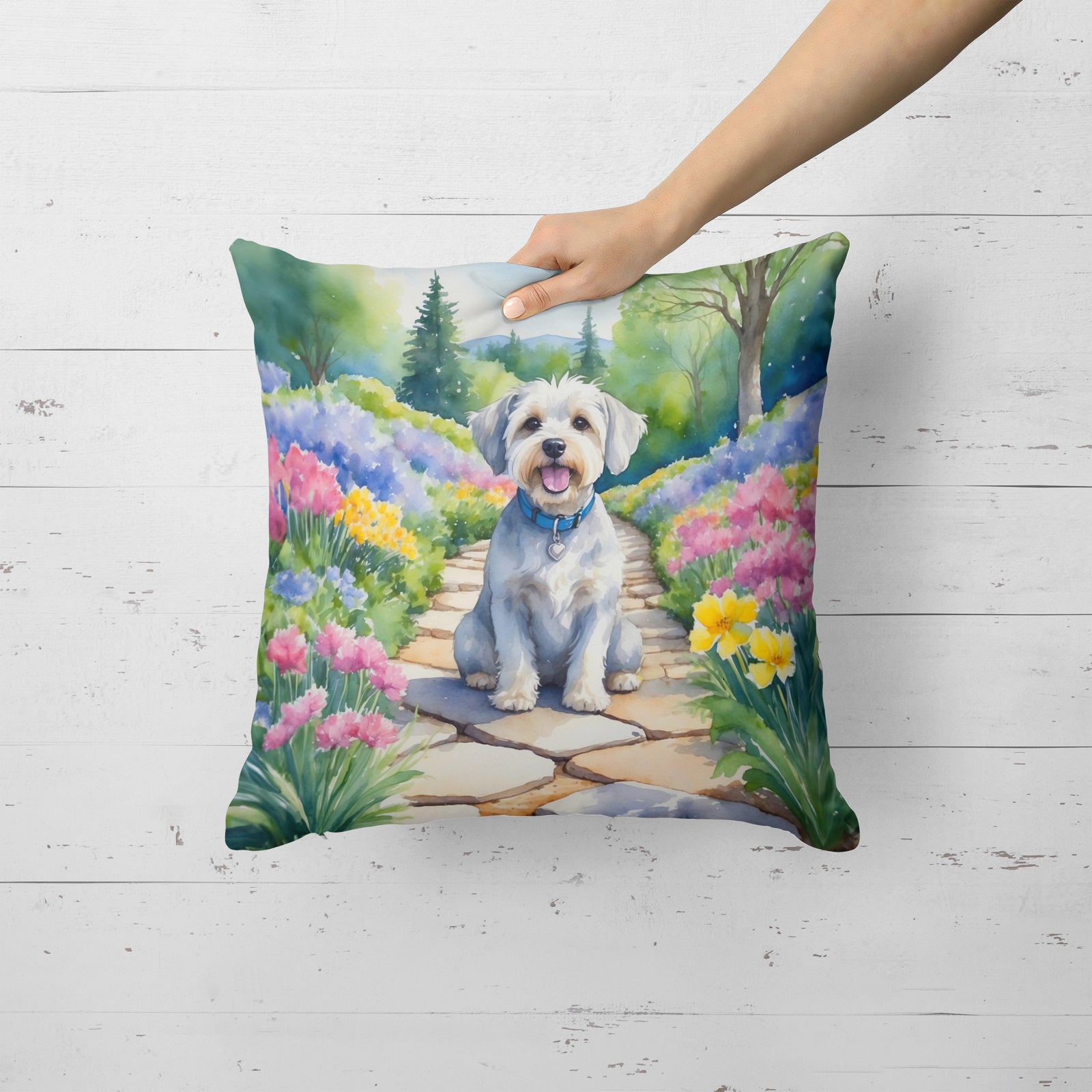 Caroline's Treasures Dandie Dinmont Terrier Spring Path Throw Pillow