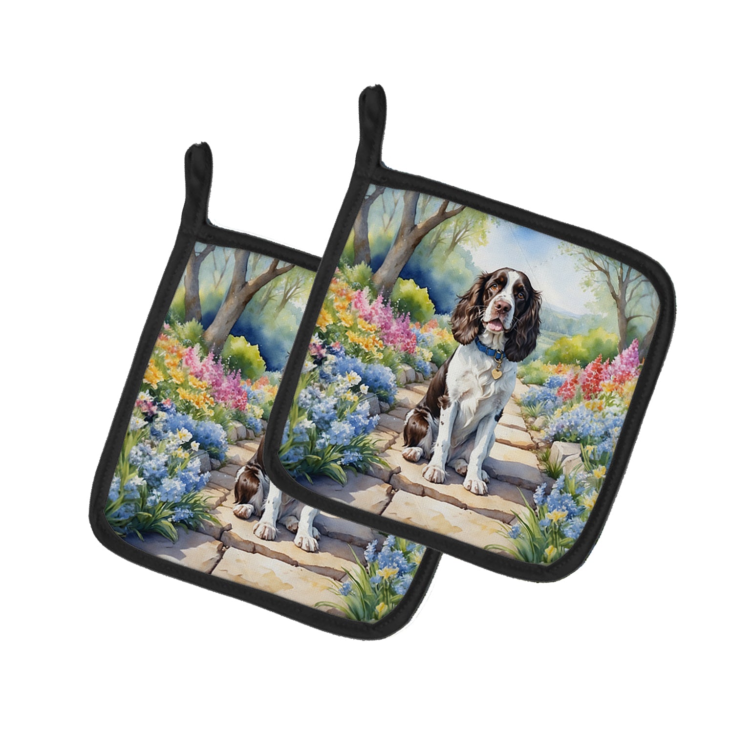 Buy this English Springer Spaniel Spring Path Pair of Pot Holders