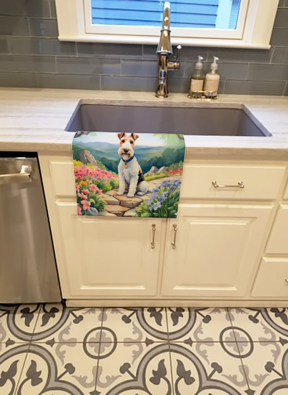 Buy this Fox Terrier Spring Path Kitchen Towel