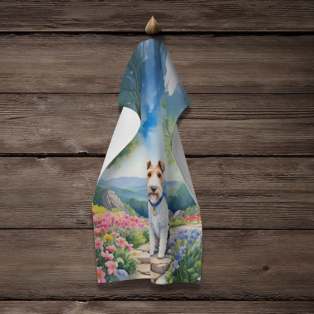 Fox Terrier Spring Path Kitchen Towel