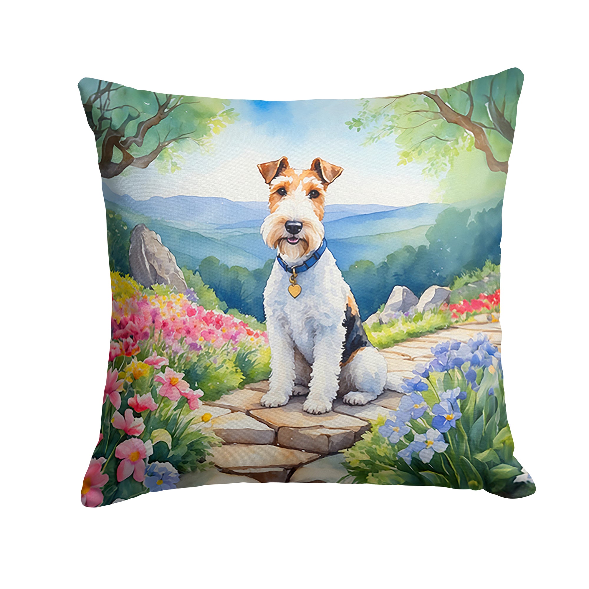 Buy this Fox Terrier Spring Path Throw Pillow