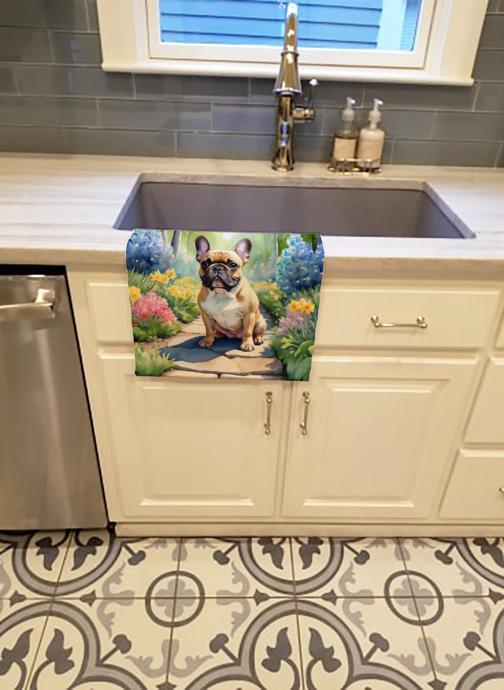 French Bulldog Spring Path Kitchen Towel