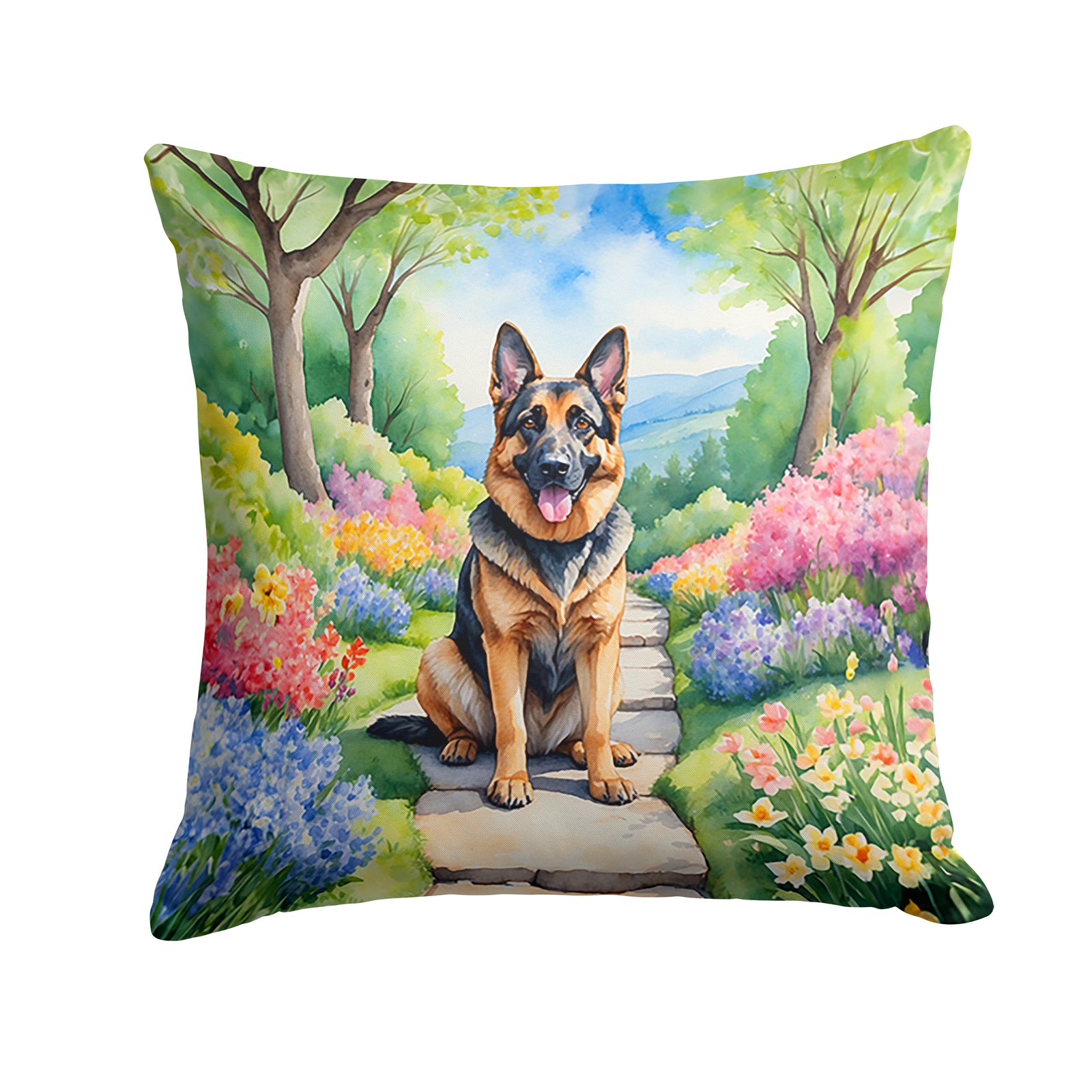 Buy this German Shepherd Spring Path Throw Pillow