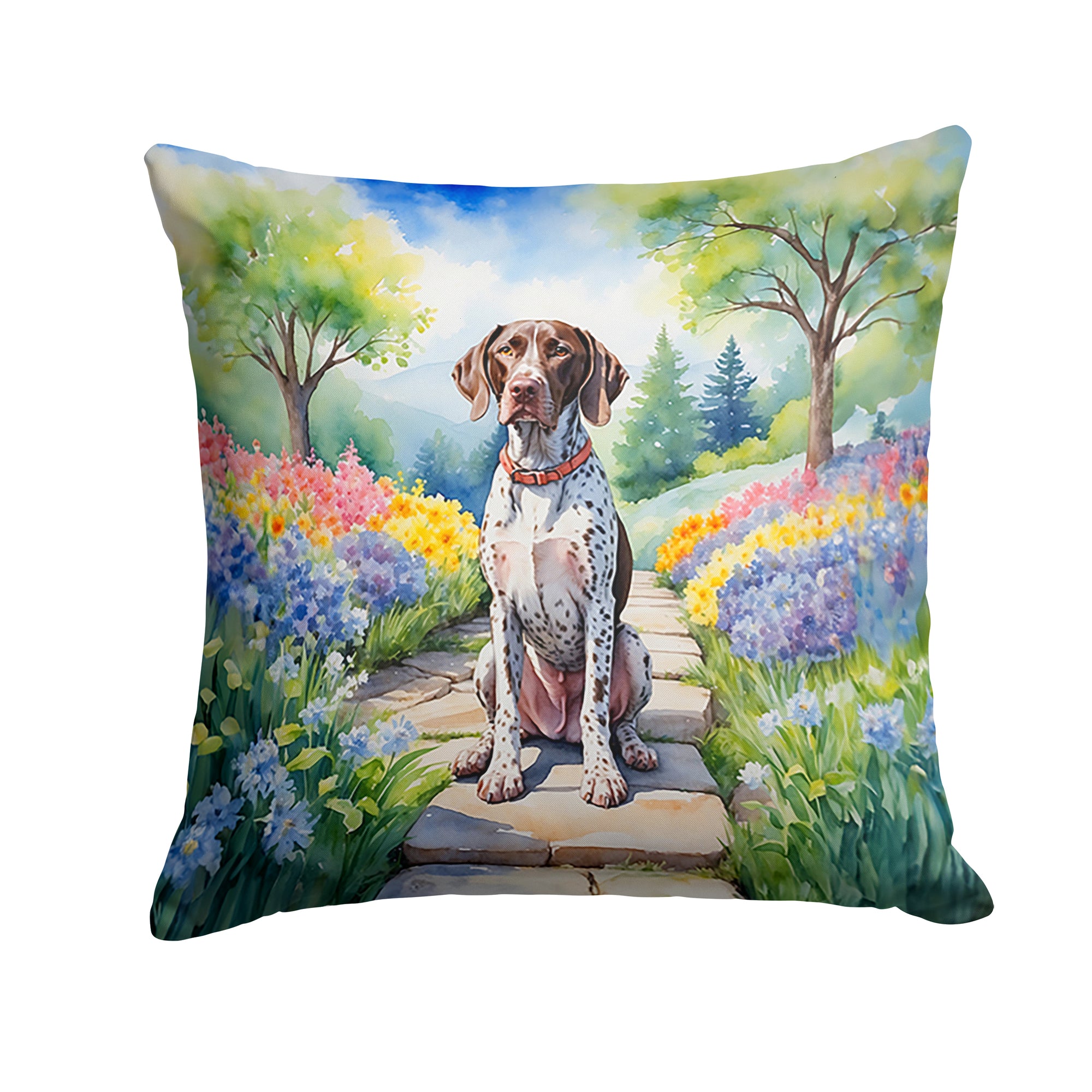 Buy this German Shorthaired Pointer Spring Path Throw Pillow