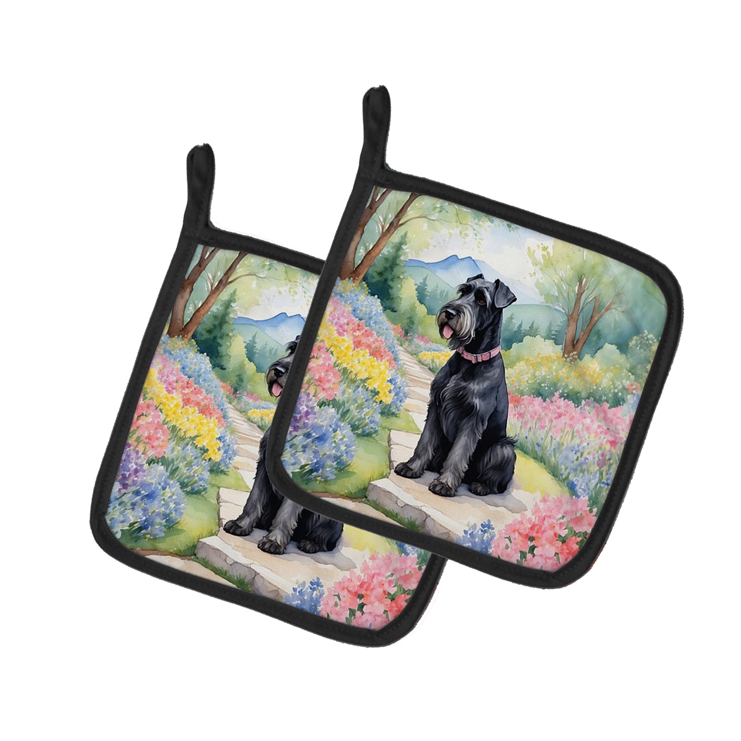 Buy this Giant Schnauzer Spring Path Pair of Pot Holders
