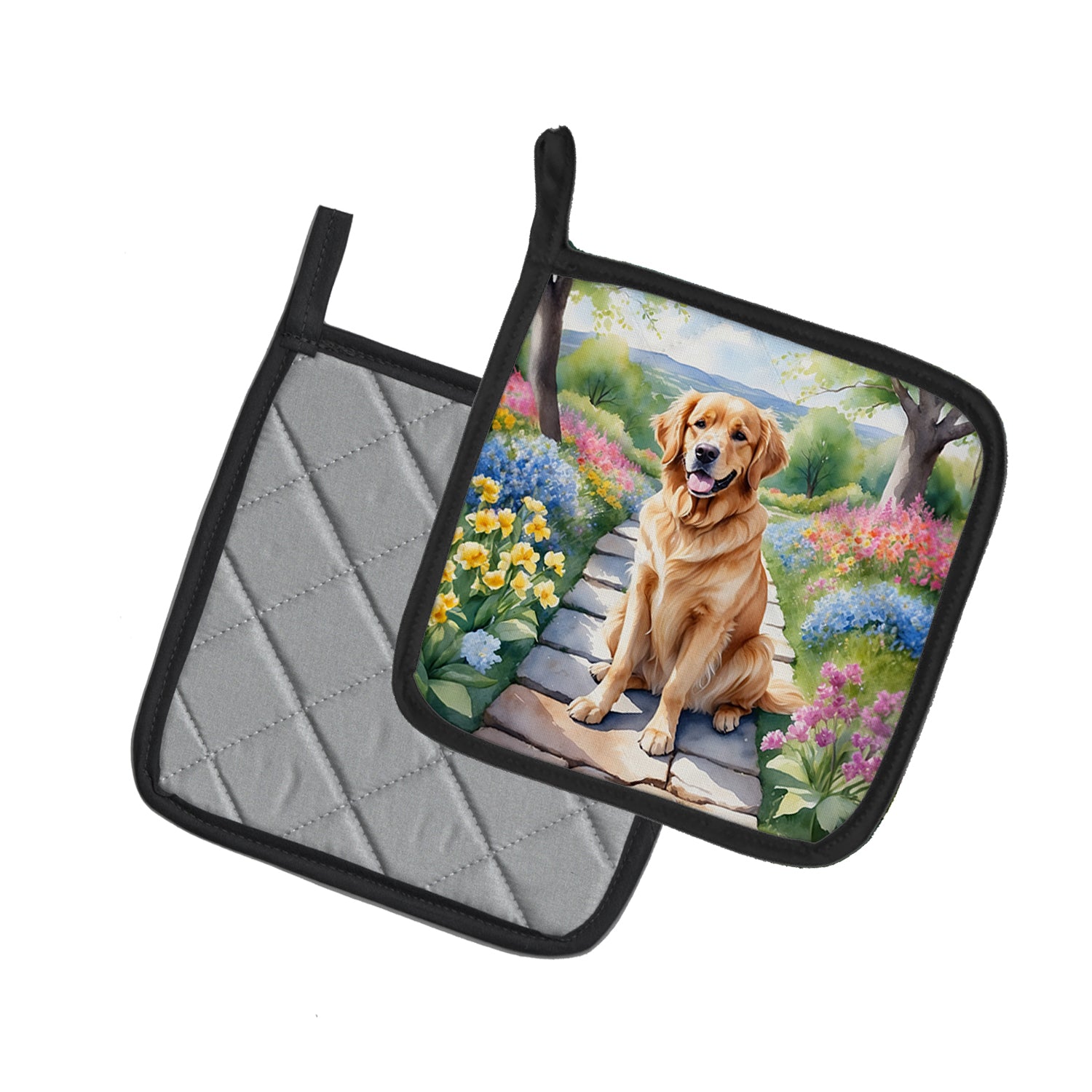 Buy this Golden Retriever Spring Path Pair of Pot Holders