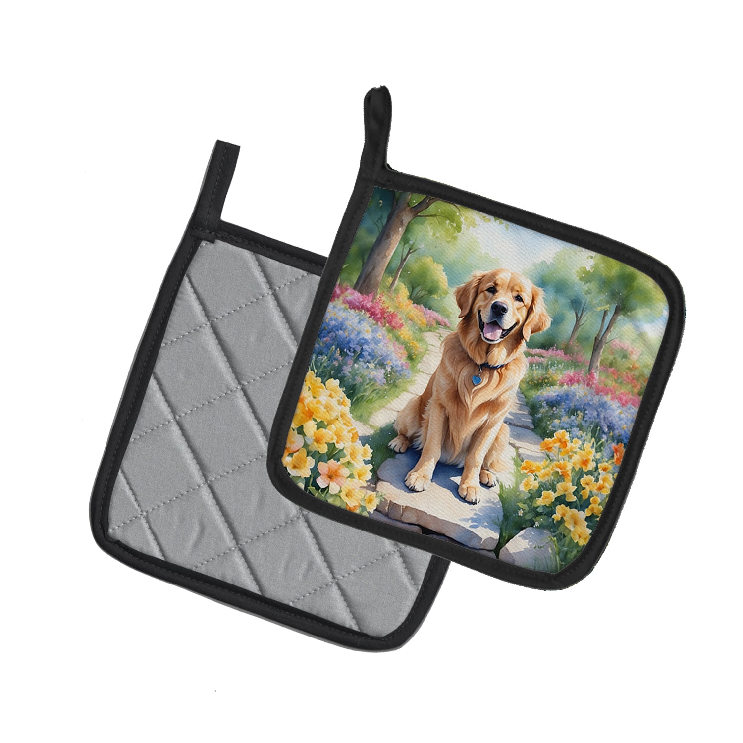 Buy this Golden Retriever Spring Path Pair of Pot Holders