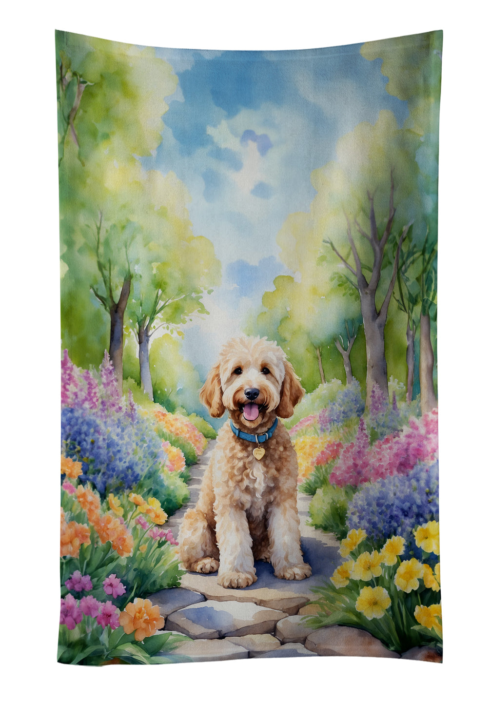 Buy this Goldendoodle Spring Path Kitchen Towel