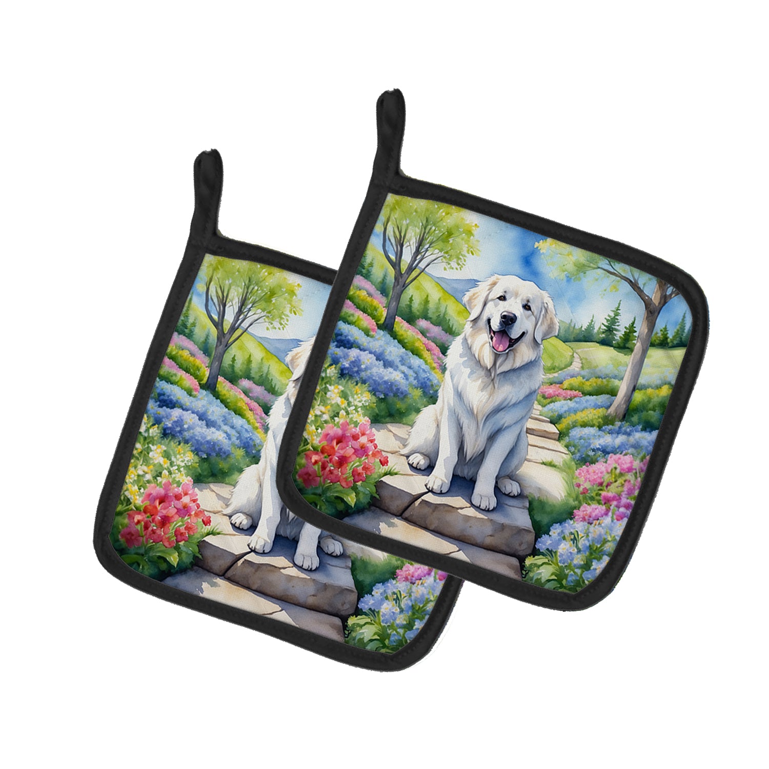 Buy this Great Pyrenees Spring Path Pair of Pot Holders
