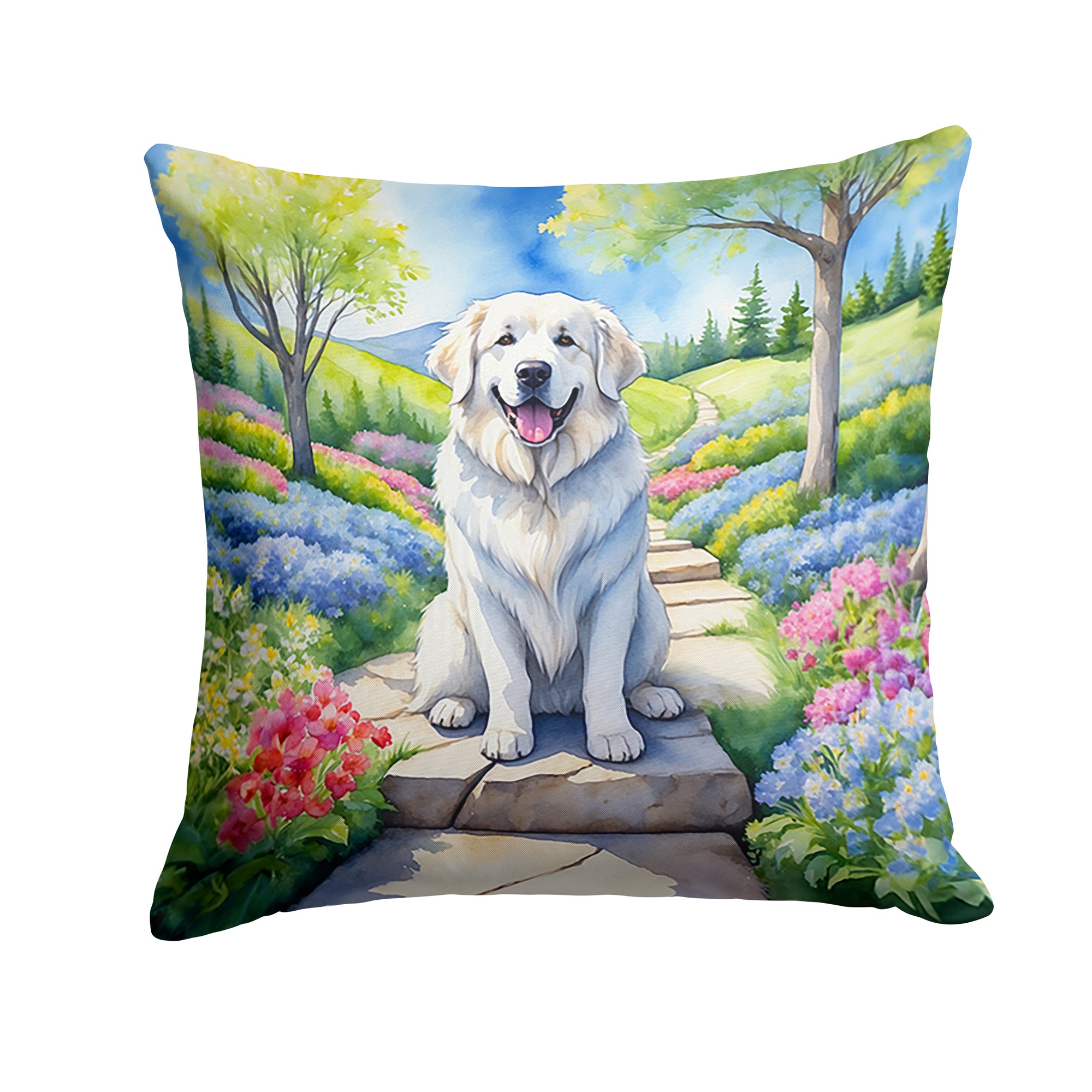 Buy this Great Pyrenees Spring Path Throw Pillow