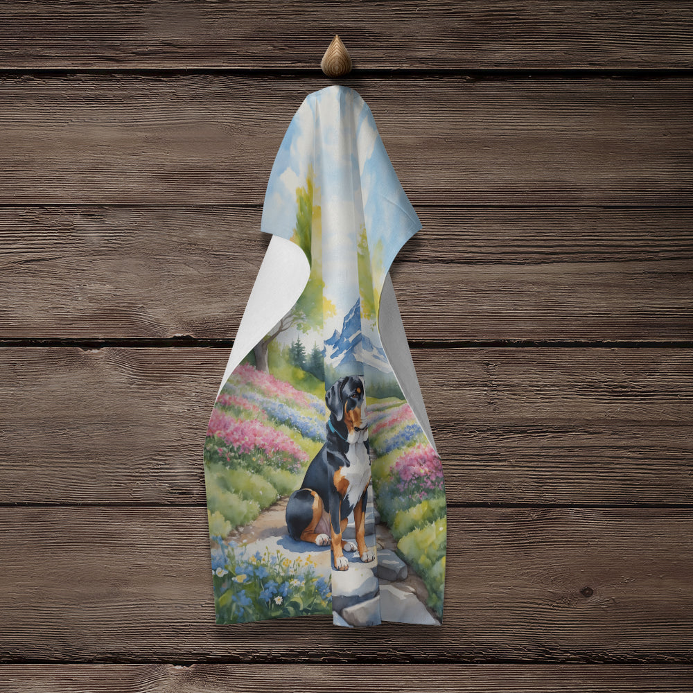Greater Swiss Mountain Dog Spring Path Kitchen Towel