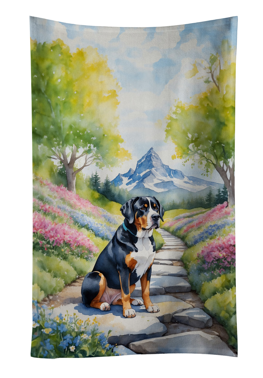 Buy this Greater Swiss Mountain Dog Spring Path Kitchen Towel
