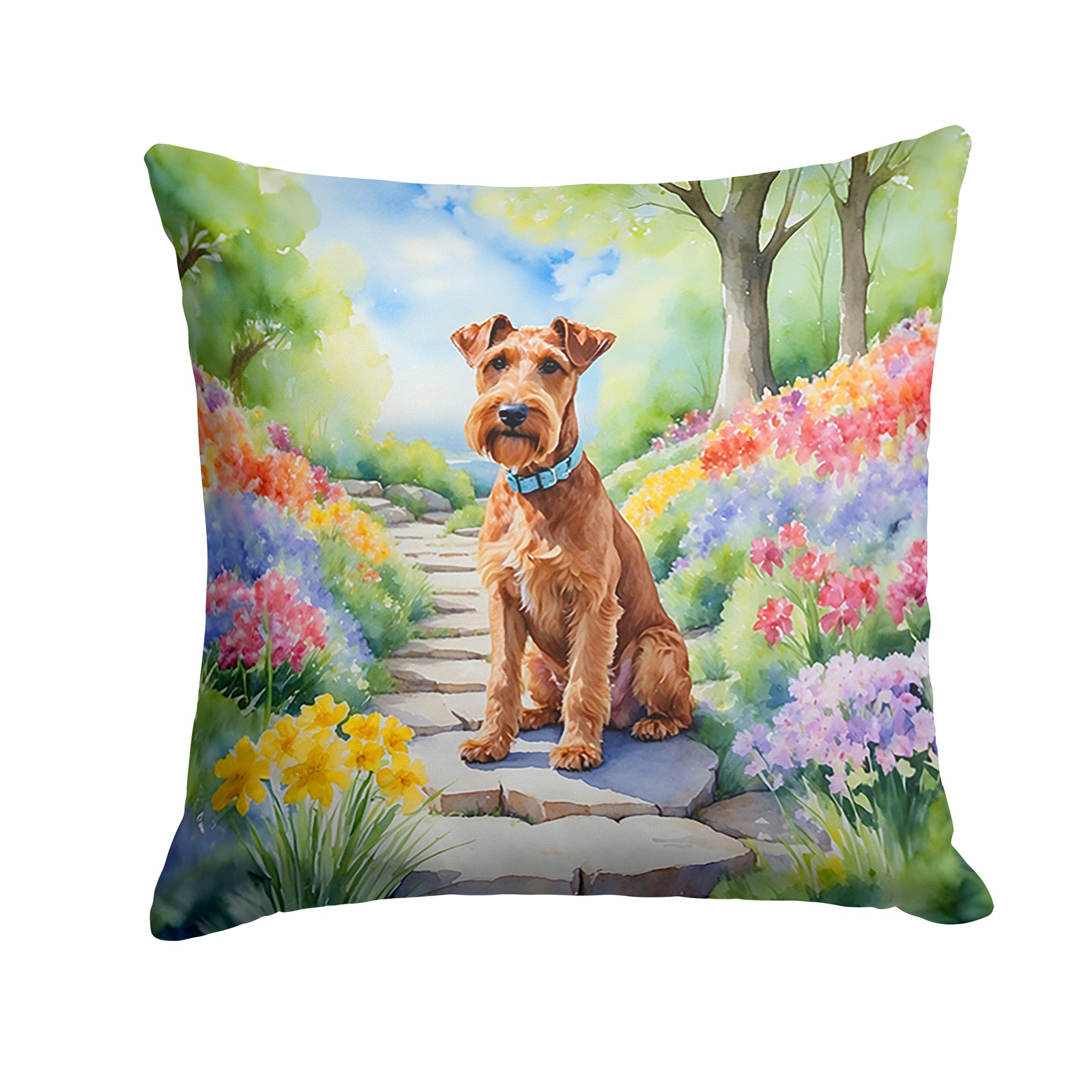 Buy this Irish Terrier Spring Path Throw Pillow