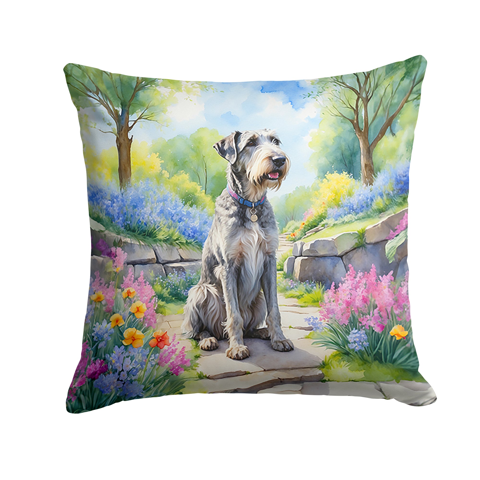 Buy this Irish Wolfhound Spring Path Throw Pillow