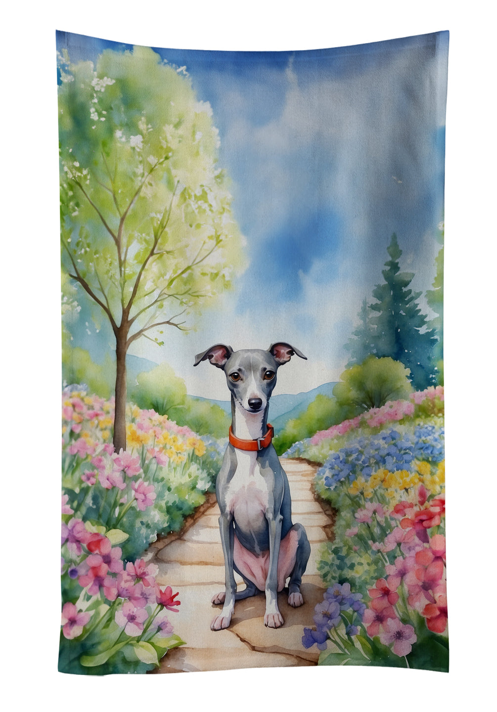Buy this Italian Greyhound Spring Path Kitchen Towel