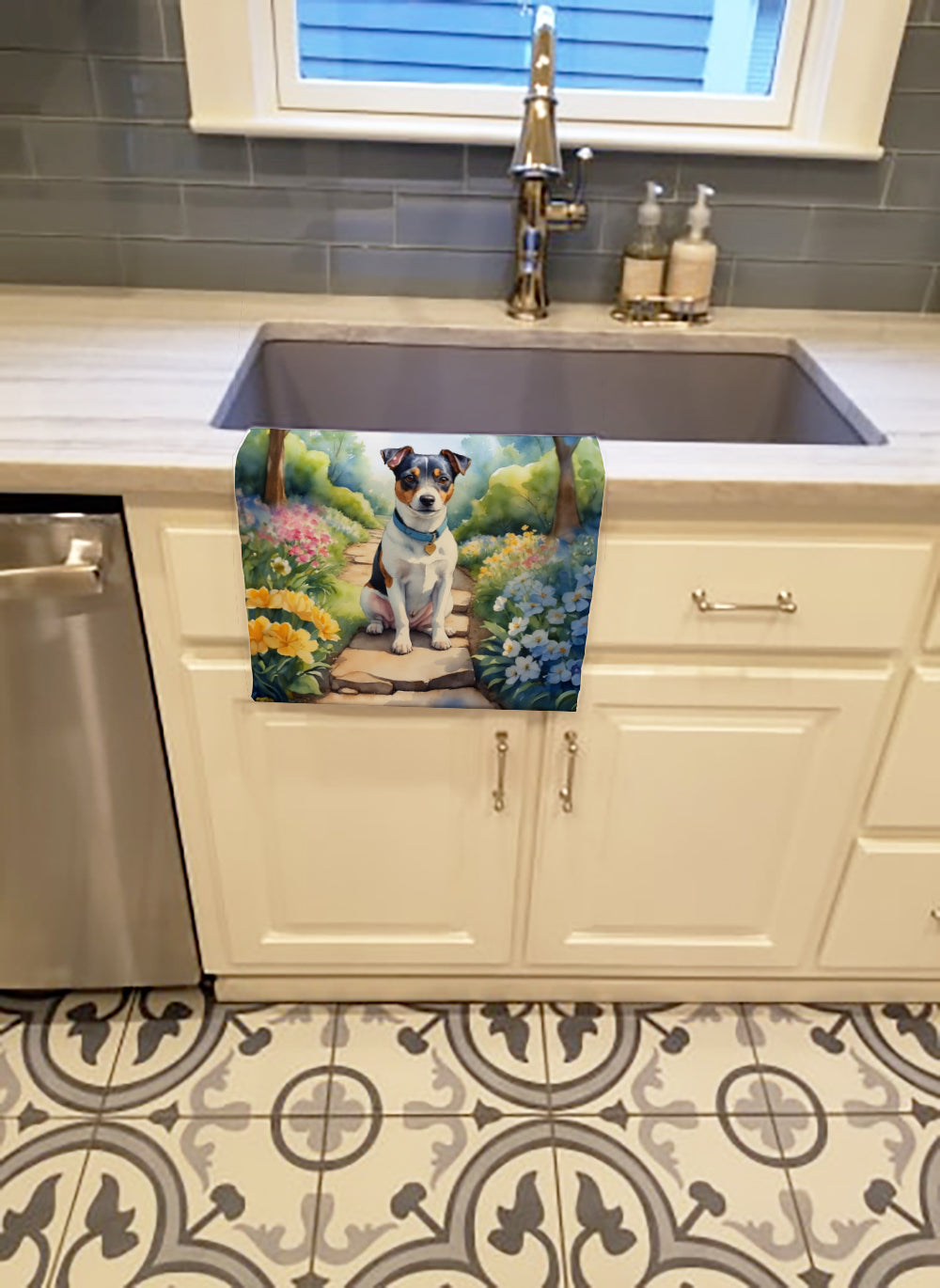Buy this Jack Russell Terrier Spring Path Kitchen Towel