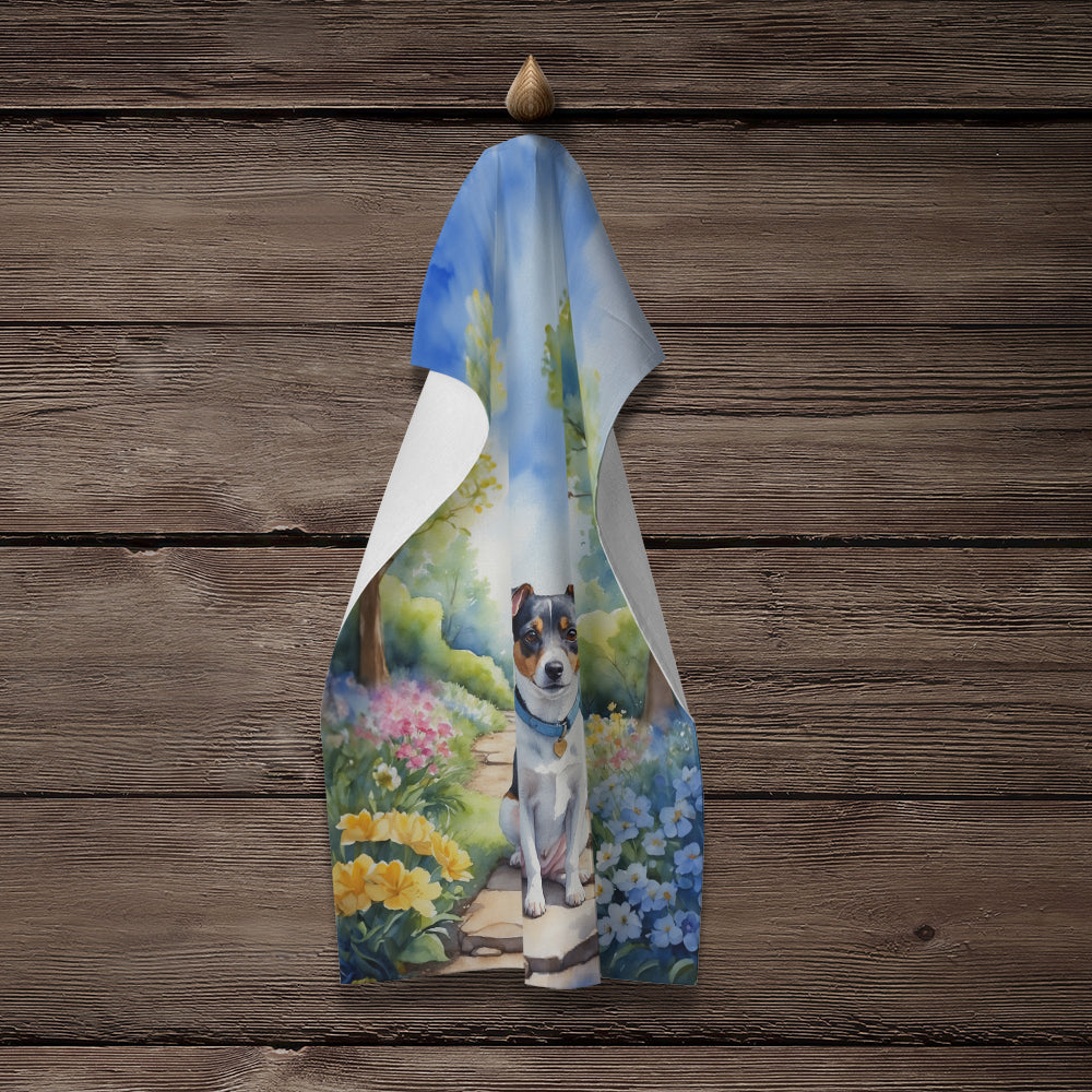 Jack Russell Terrier Spring Path Kitchen Towel