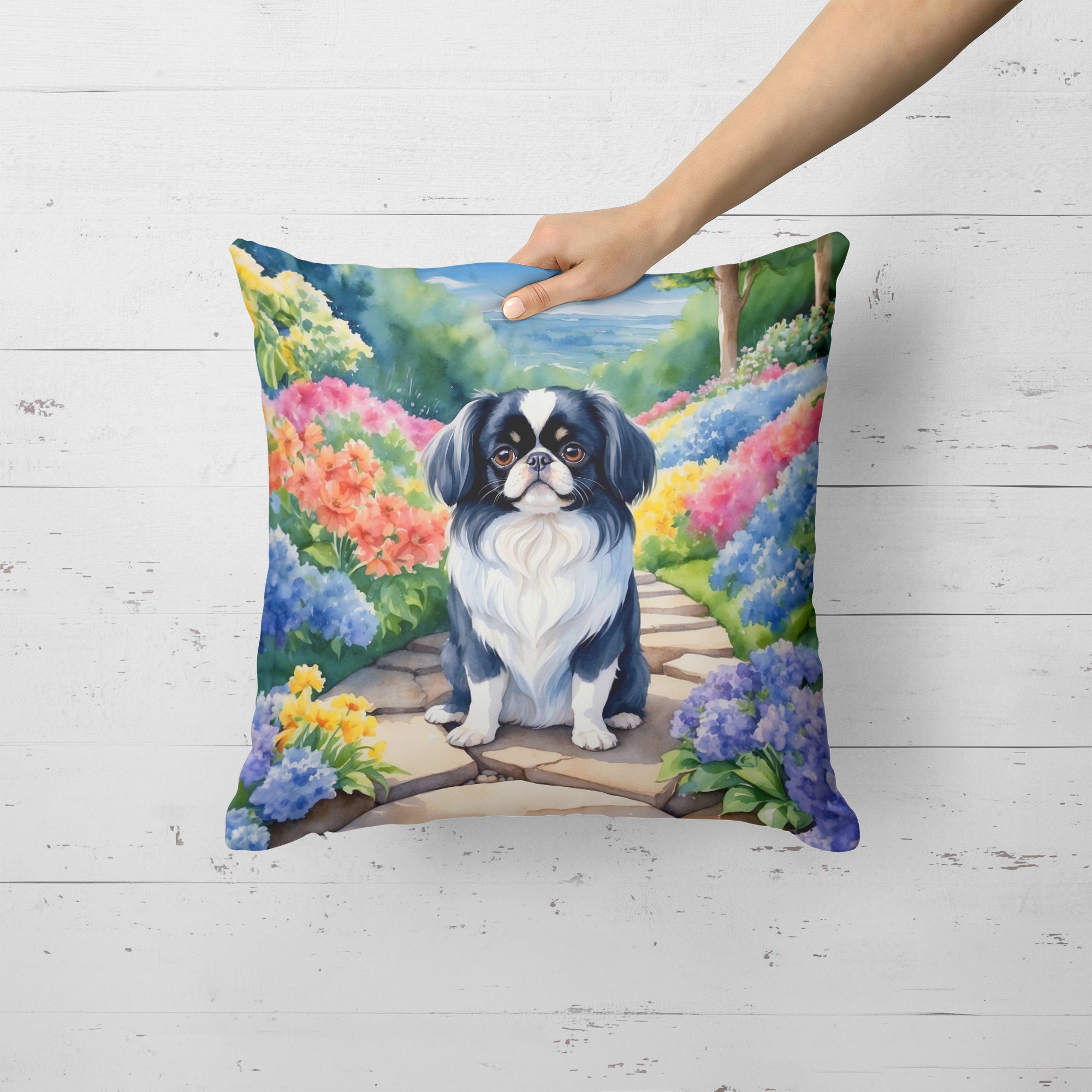 Buy this Japanese Chin Spring Path Throw Pillow