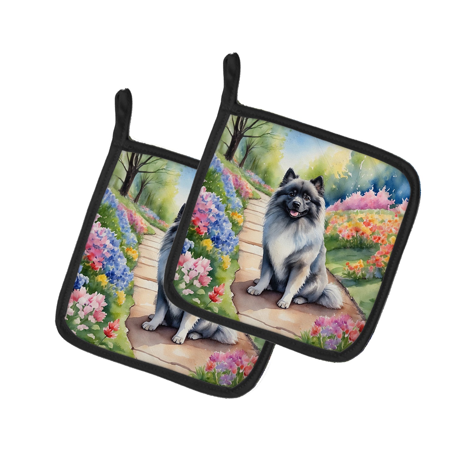 Buy this Keeshond Spring Path Pair of Pot Holders