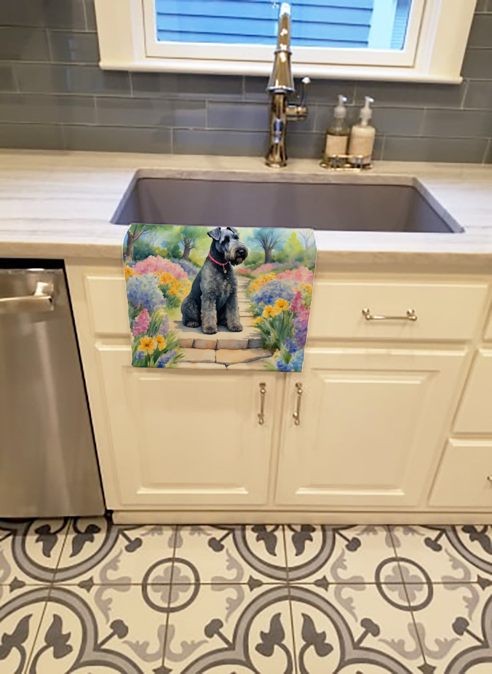 Buy this Kerry Blue Terrier Spring Path Kitchen Towel