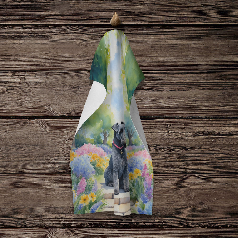 Kerry Blue Terrier Spring Path Kitchen Towel