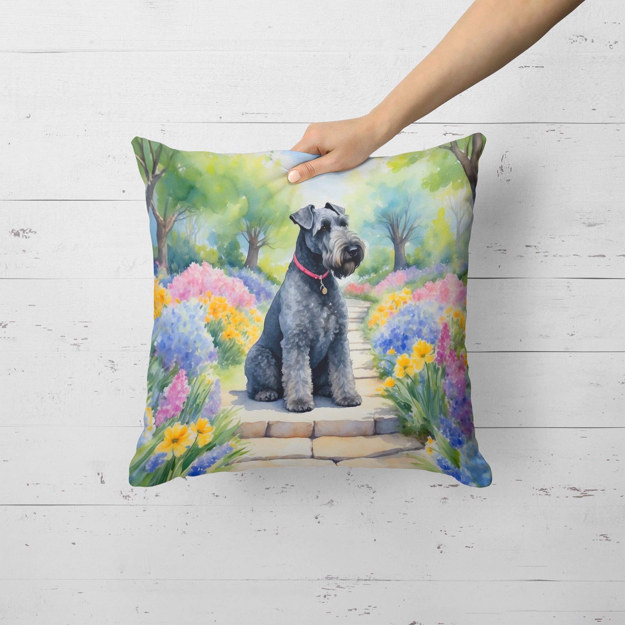 Buy this Kerry Blue Terrier Spring Path Throw Pillow