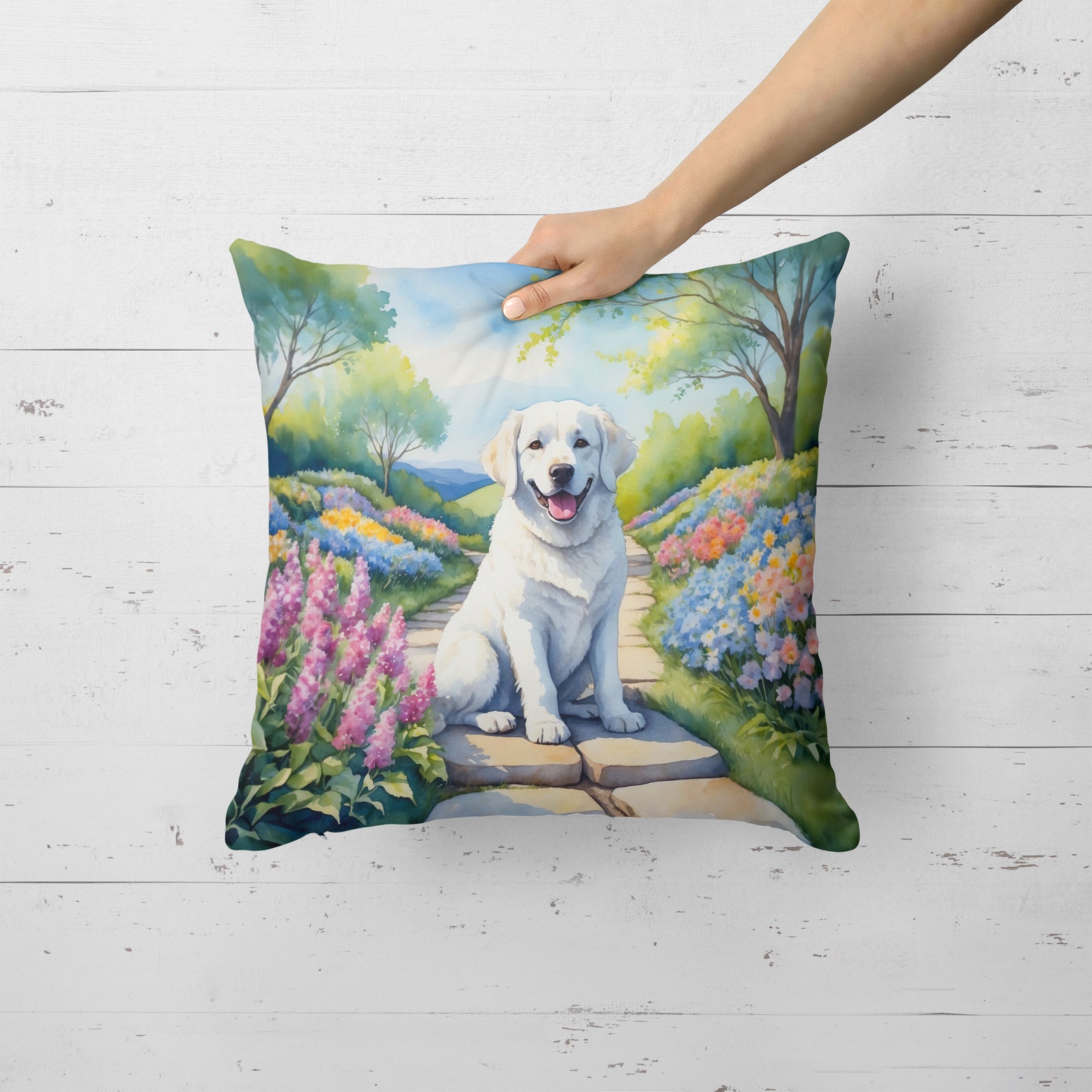 Caroline's Treasures Kuvasz Spring Path Throw Pillow
