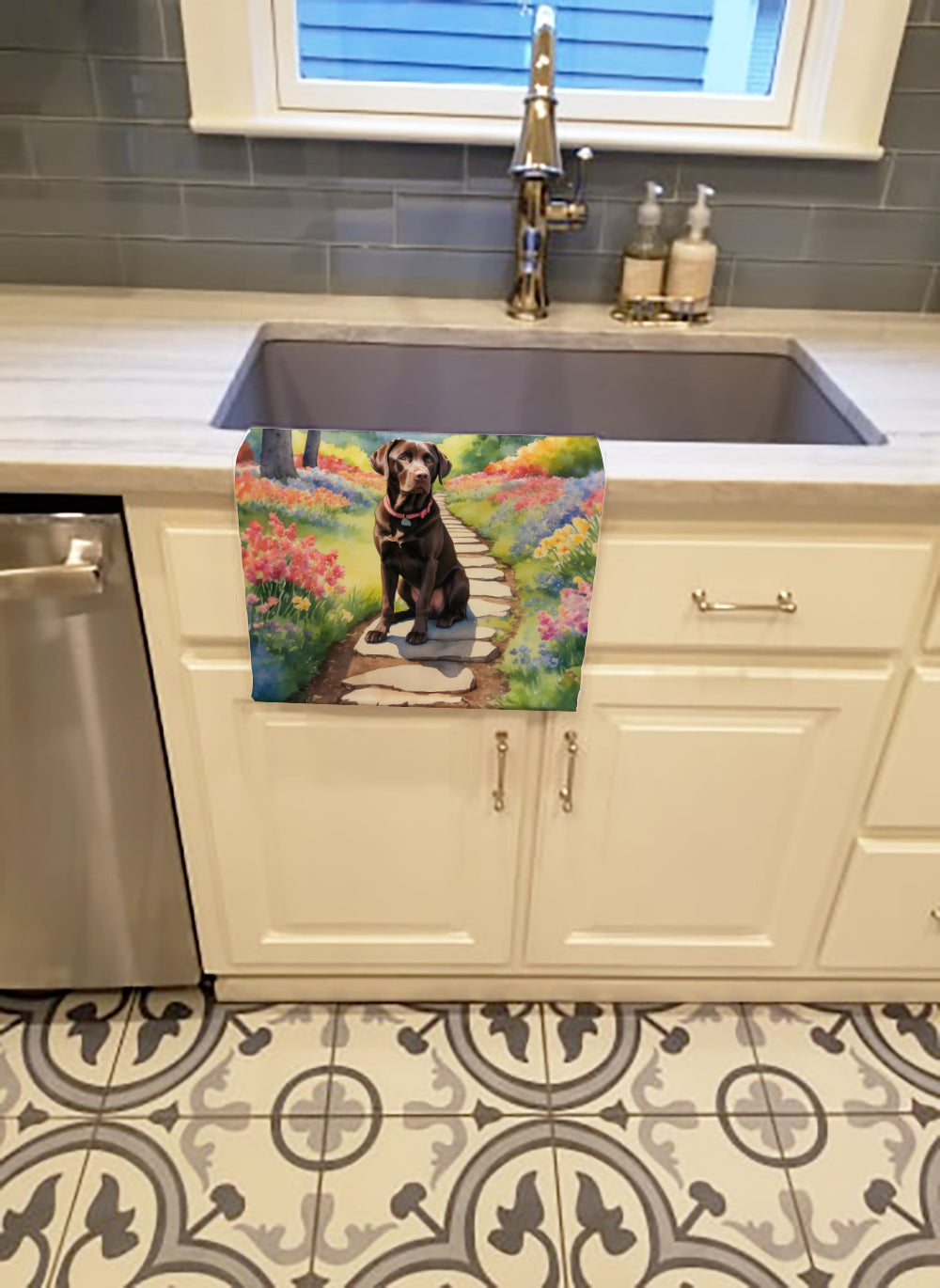Labrador Retriever Spring Path Kitchen Towel