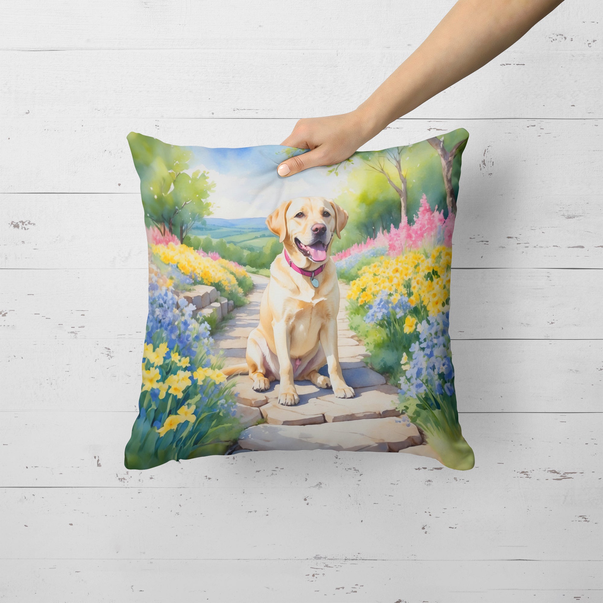 Buy this Labrador Retriever Spring Path Throw Pillow