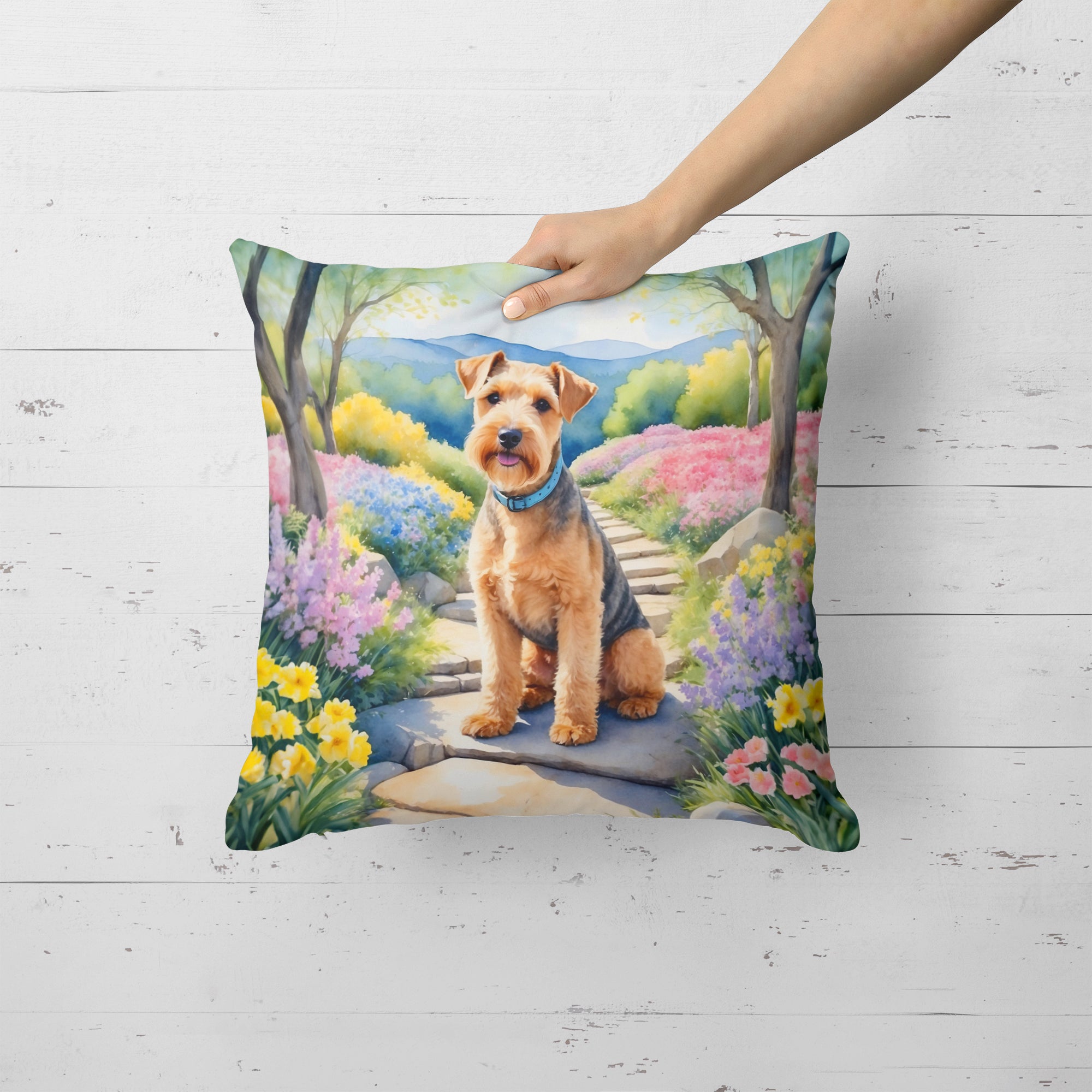 Lakeland Terrier Spring Path Throw Pillow